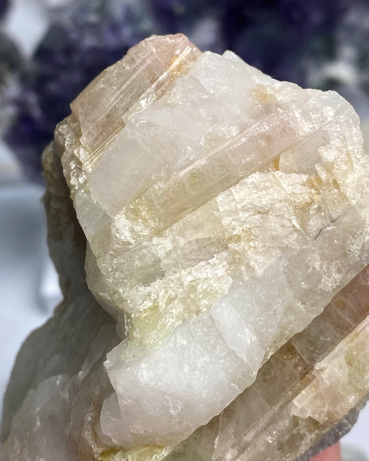 Pink & Green Tourmaline with Quartz