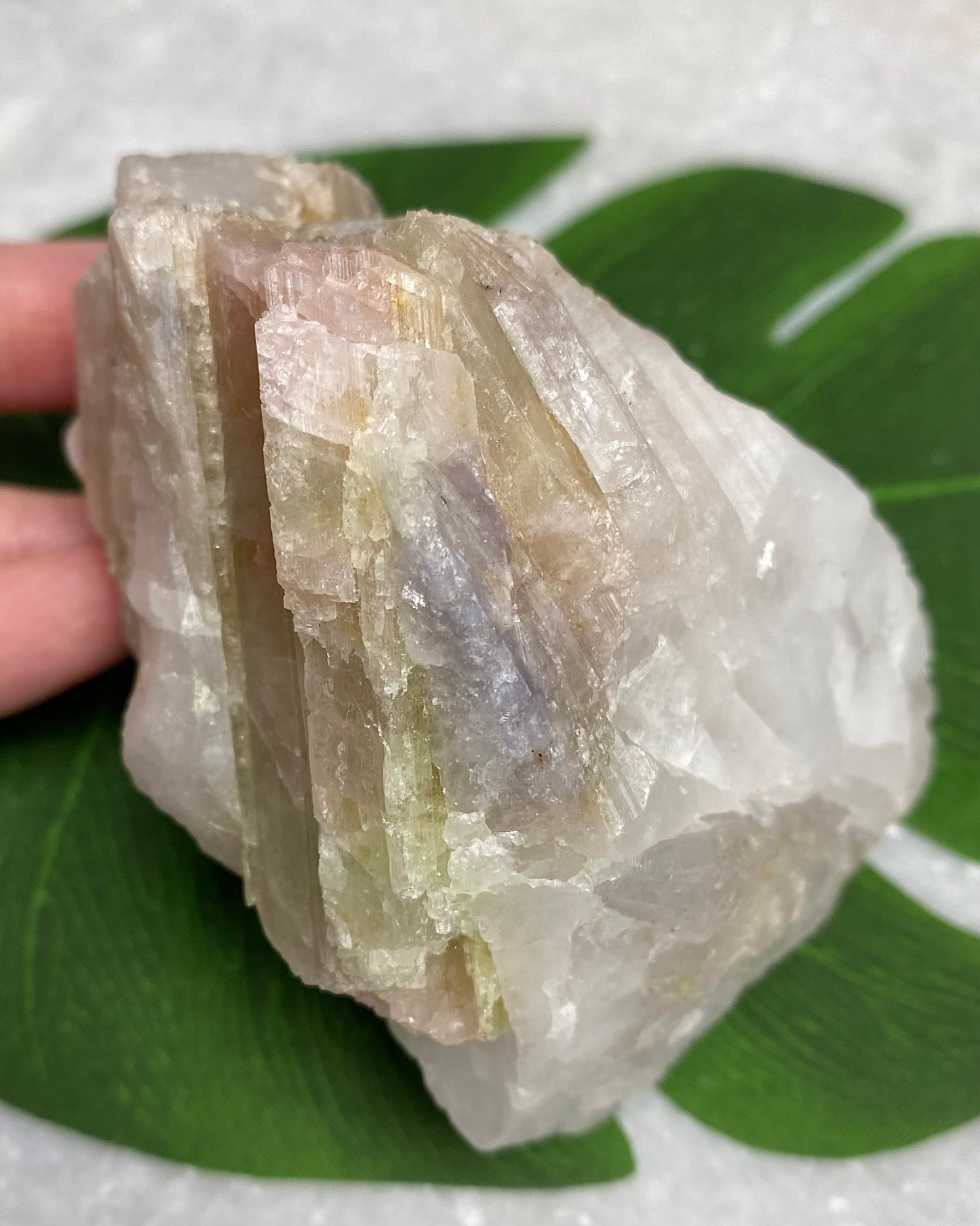 Pink & Green Tourmaline with Quartz
