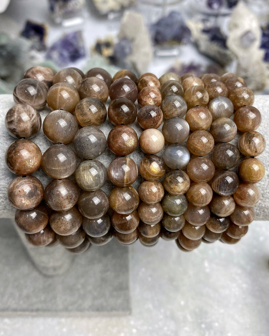 Black Moonstone with Sunstone Flashy Bracelet