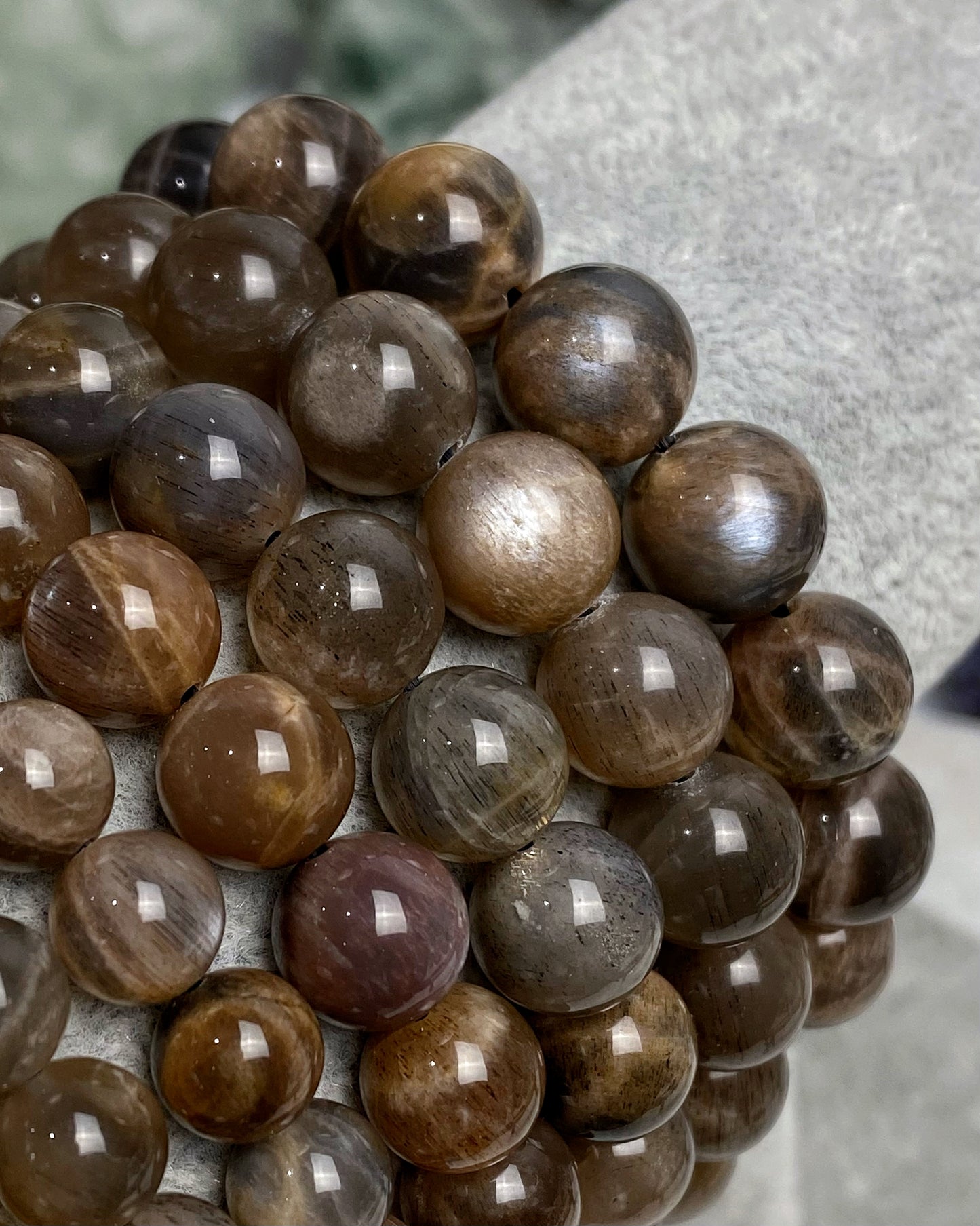 Black Moonstone with Sunstone Flashy Bracelet