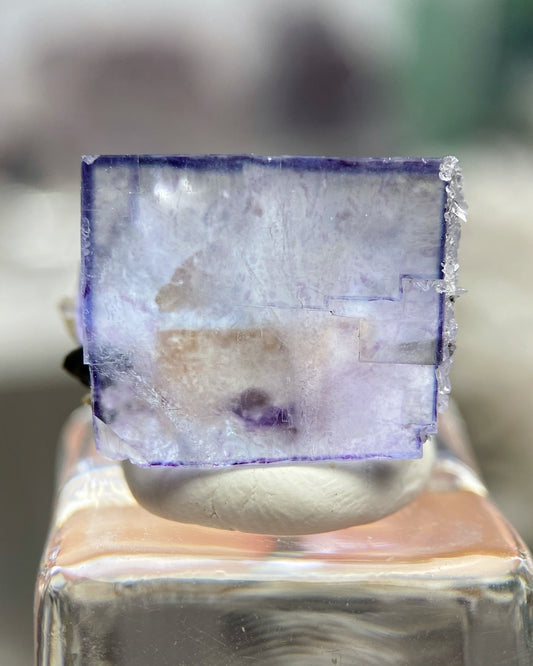 Iridescent Blue Purple Cubic Fluorite with Calcite