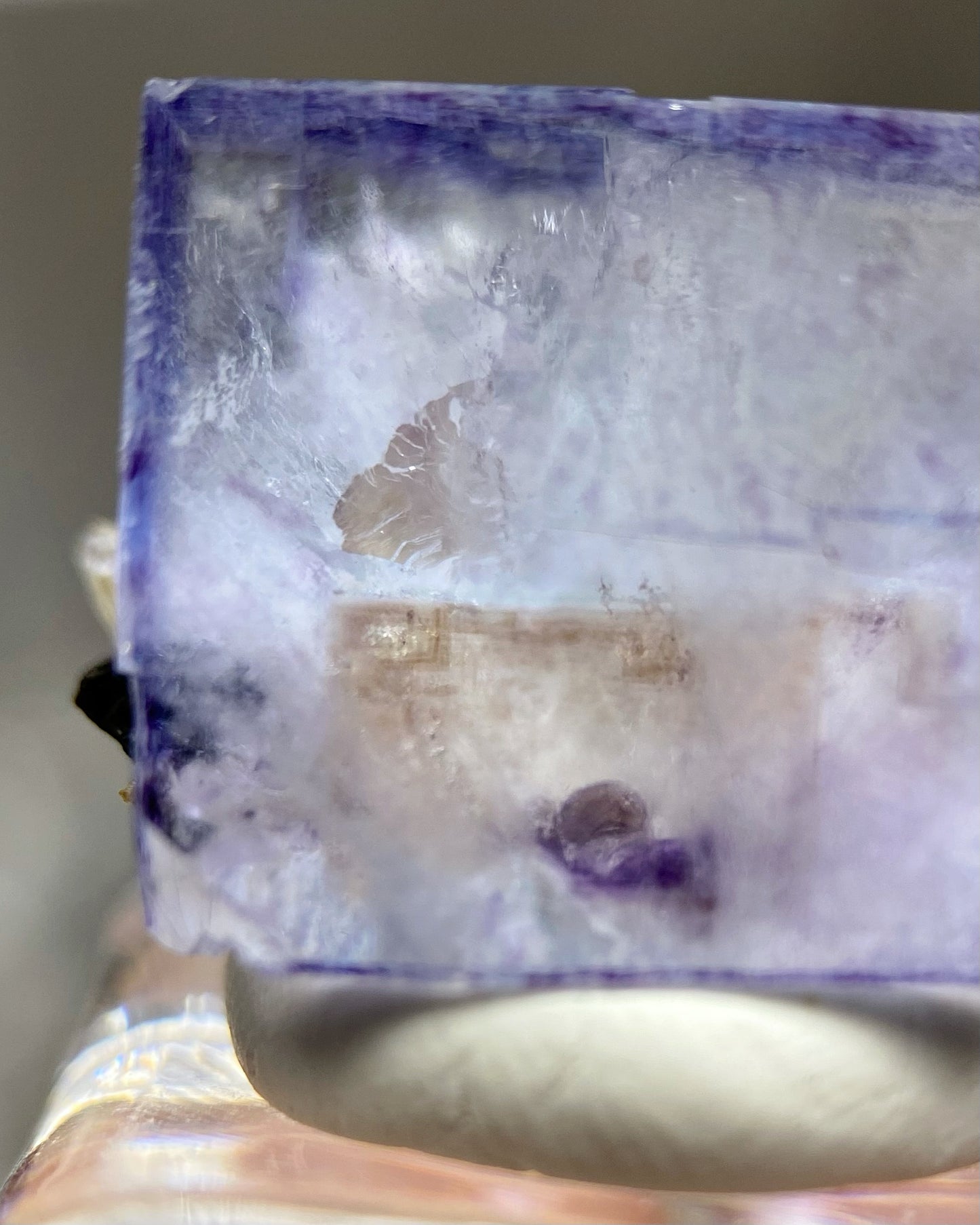 Iridescent Blue Purple Cubic Fluorite with Calcite