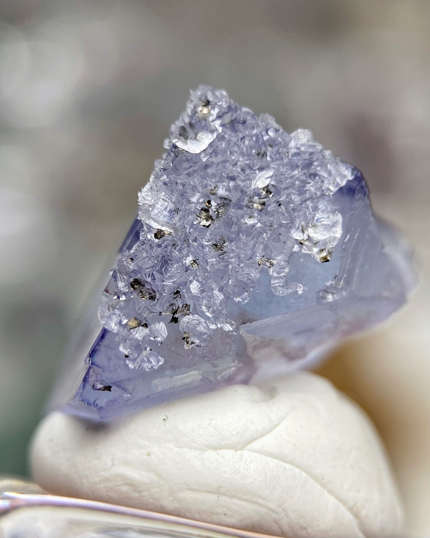 Iridescent Blue Purple Cubic Fluorite with Calcite