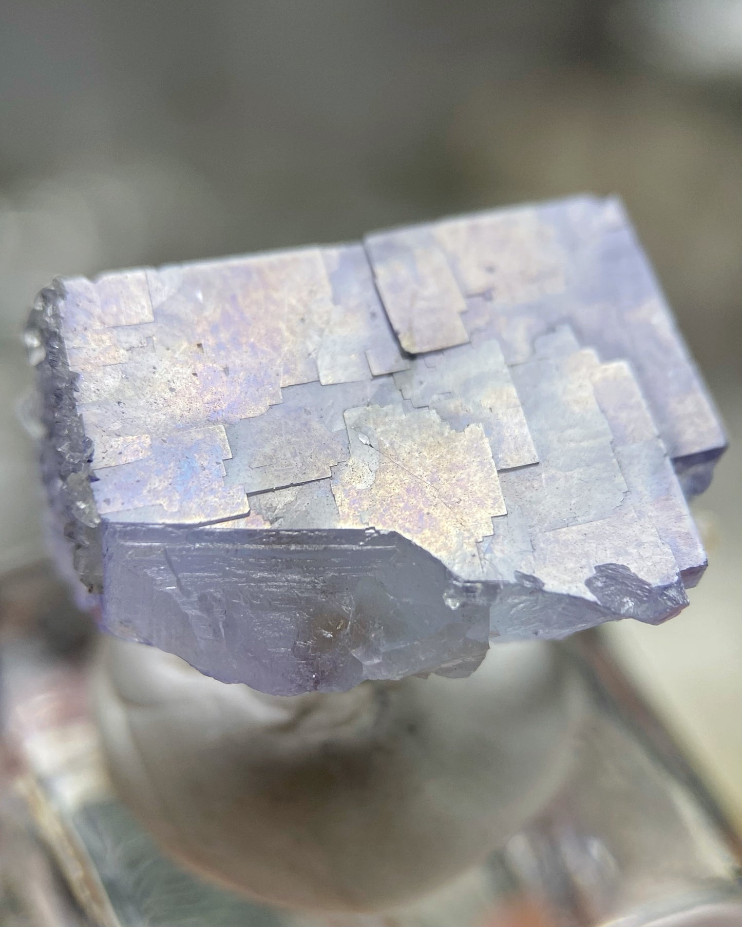 Iridescent Blue Purple Cubic Fluorite with Calcite