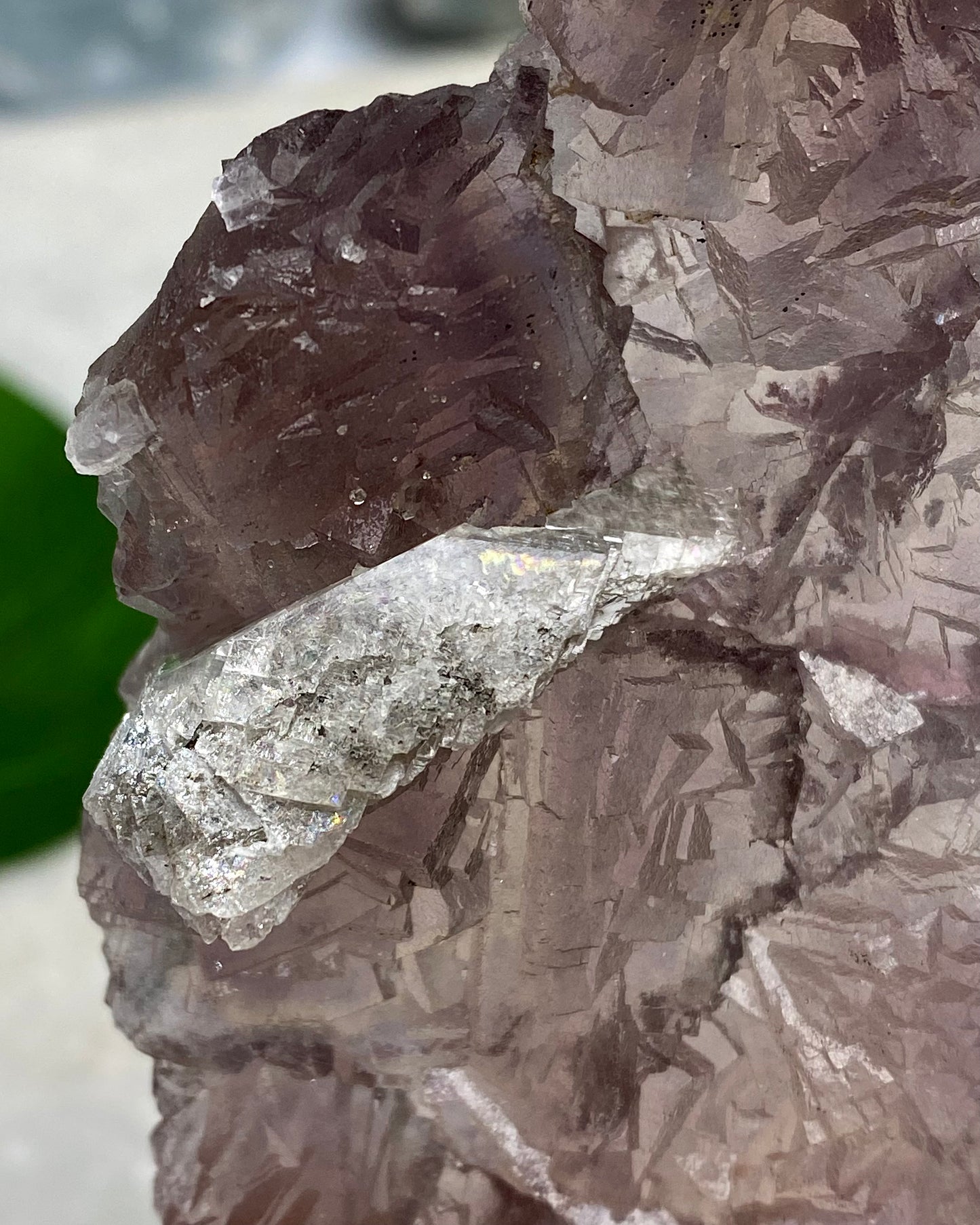 Burgundy Purple Fluorite with Calcite