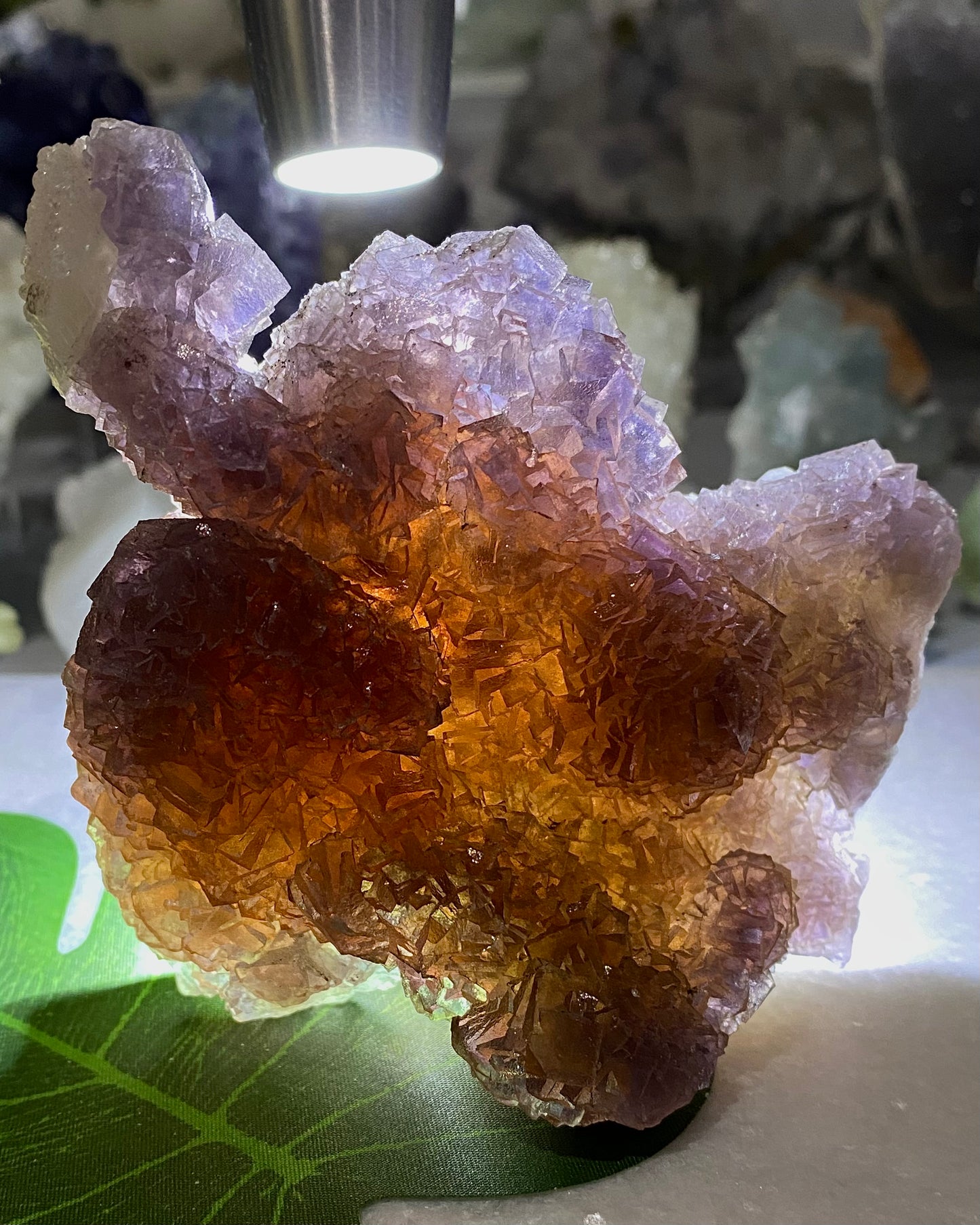 Burgundy Purple Fluorite with Calcite