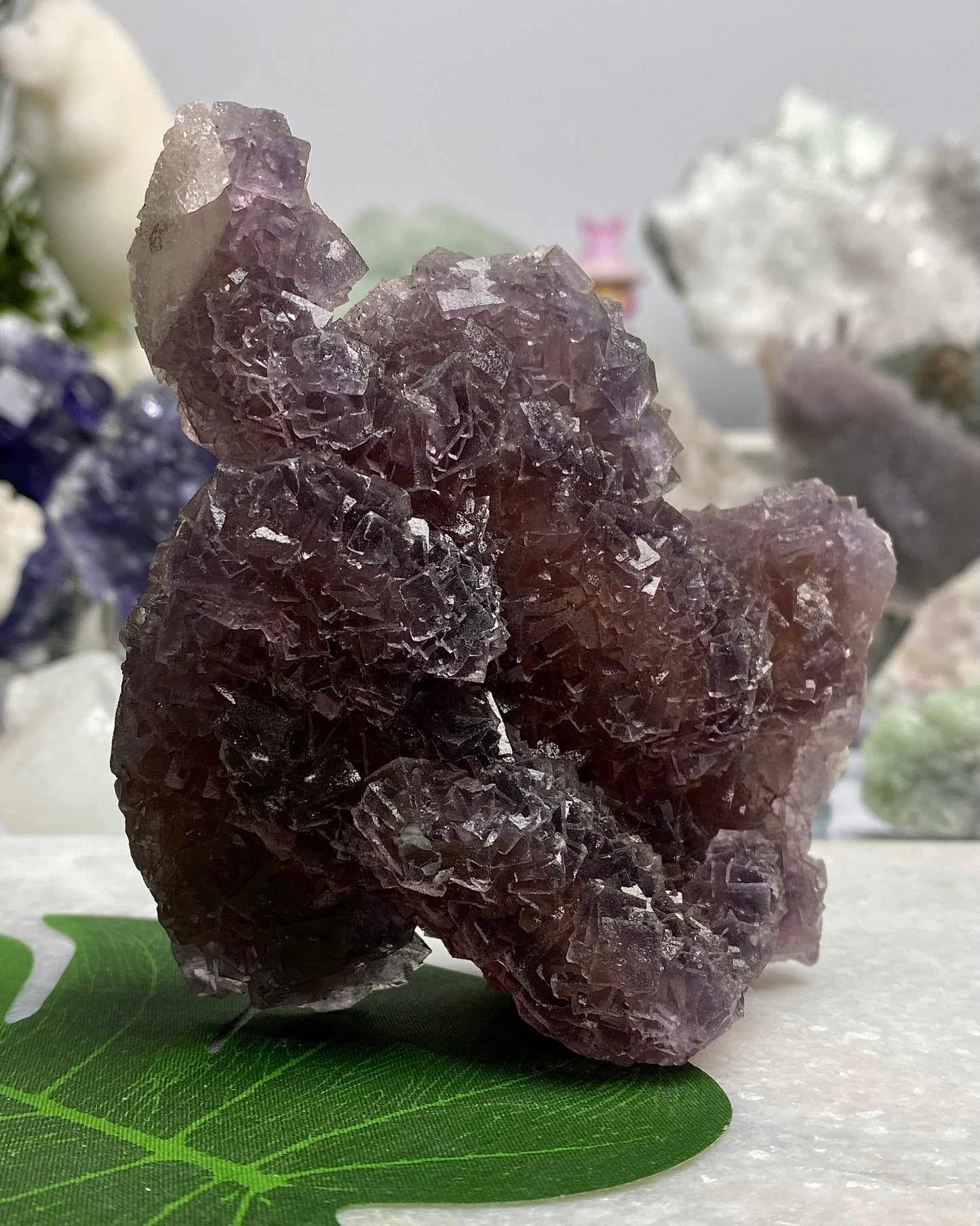 Burgundy Purple Fluorite with Calcite