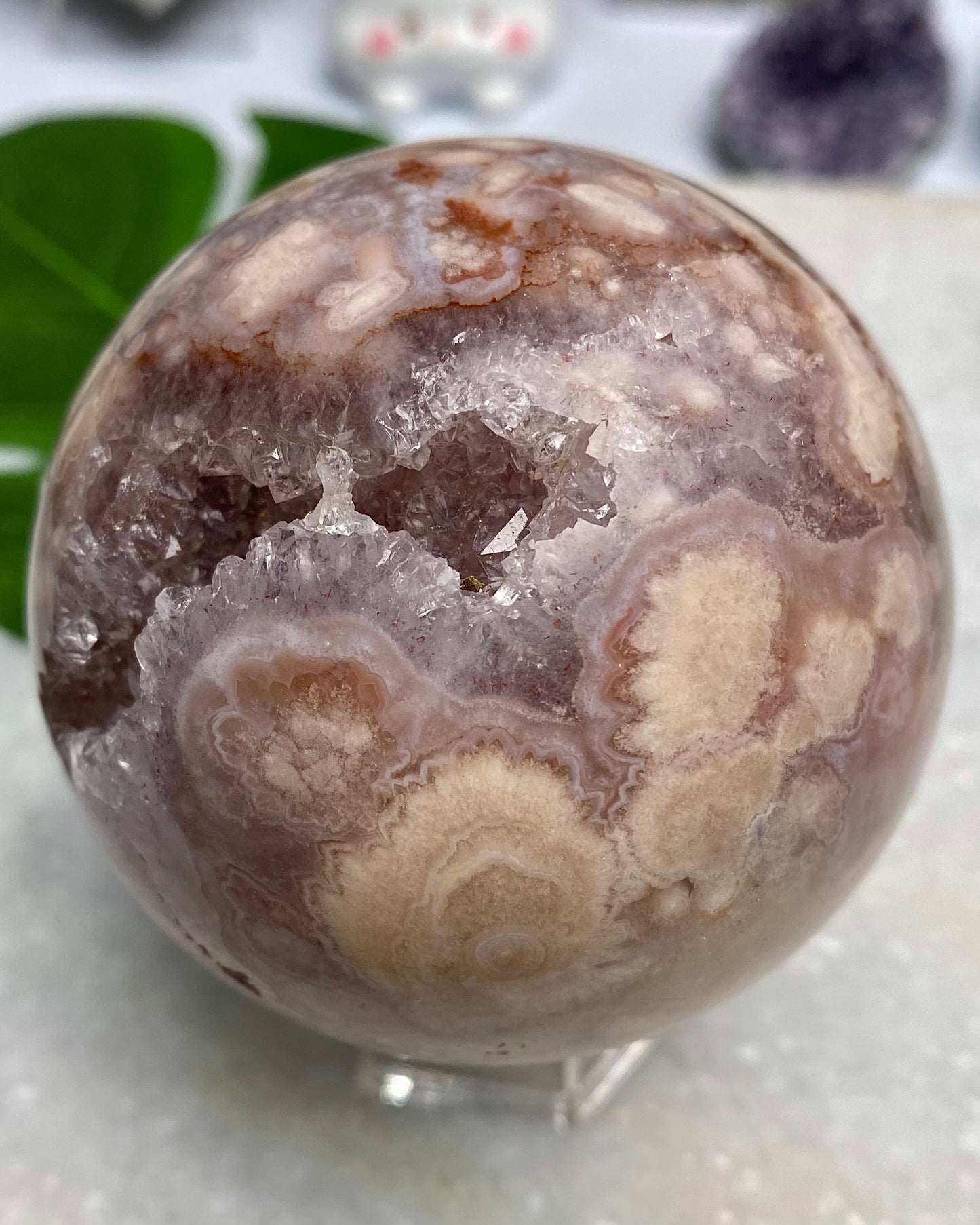 Druzy Flower Agate Amethyst Sphere