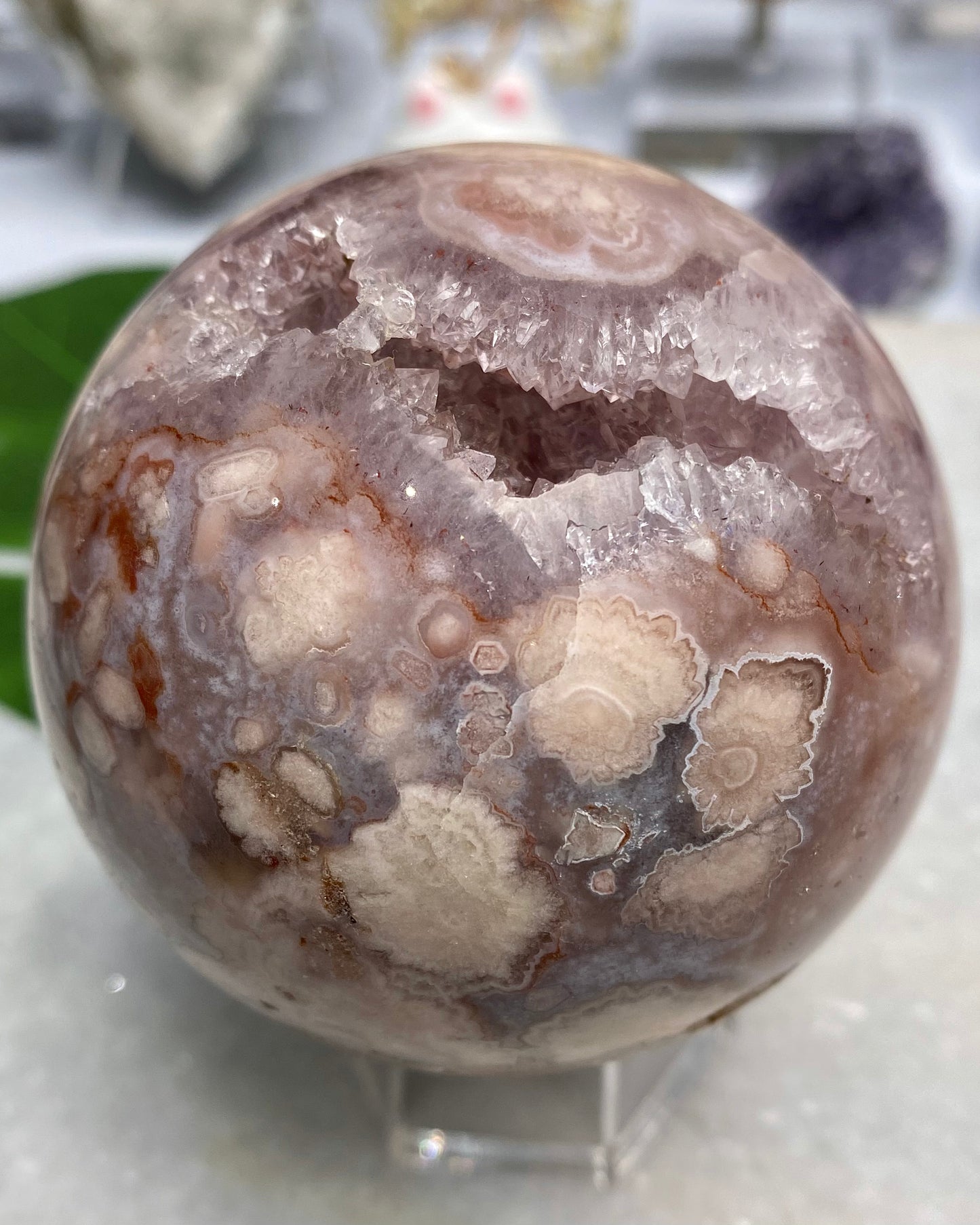 Druzy Flower Agate Amethyst Sphere