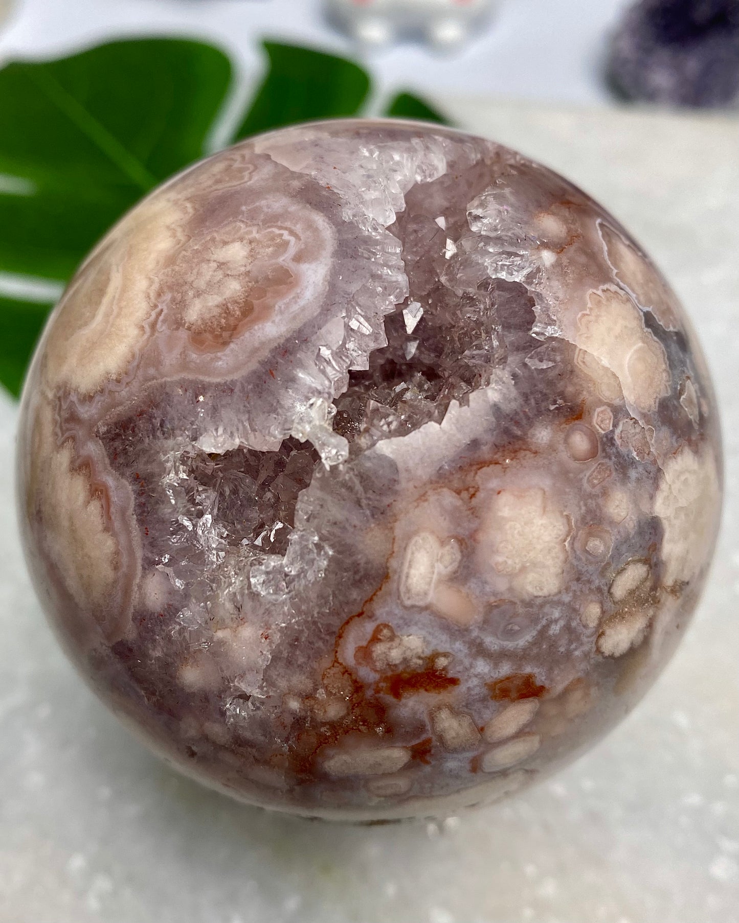 Druzy Flower Agate Amethyst Sphere