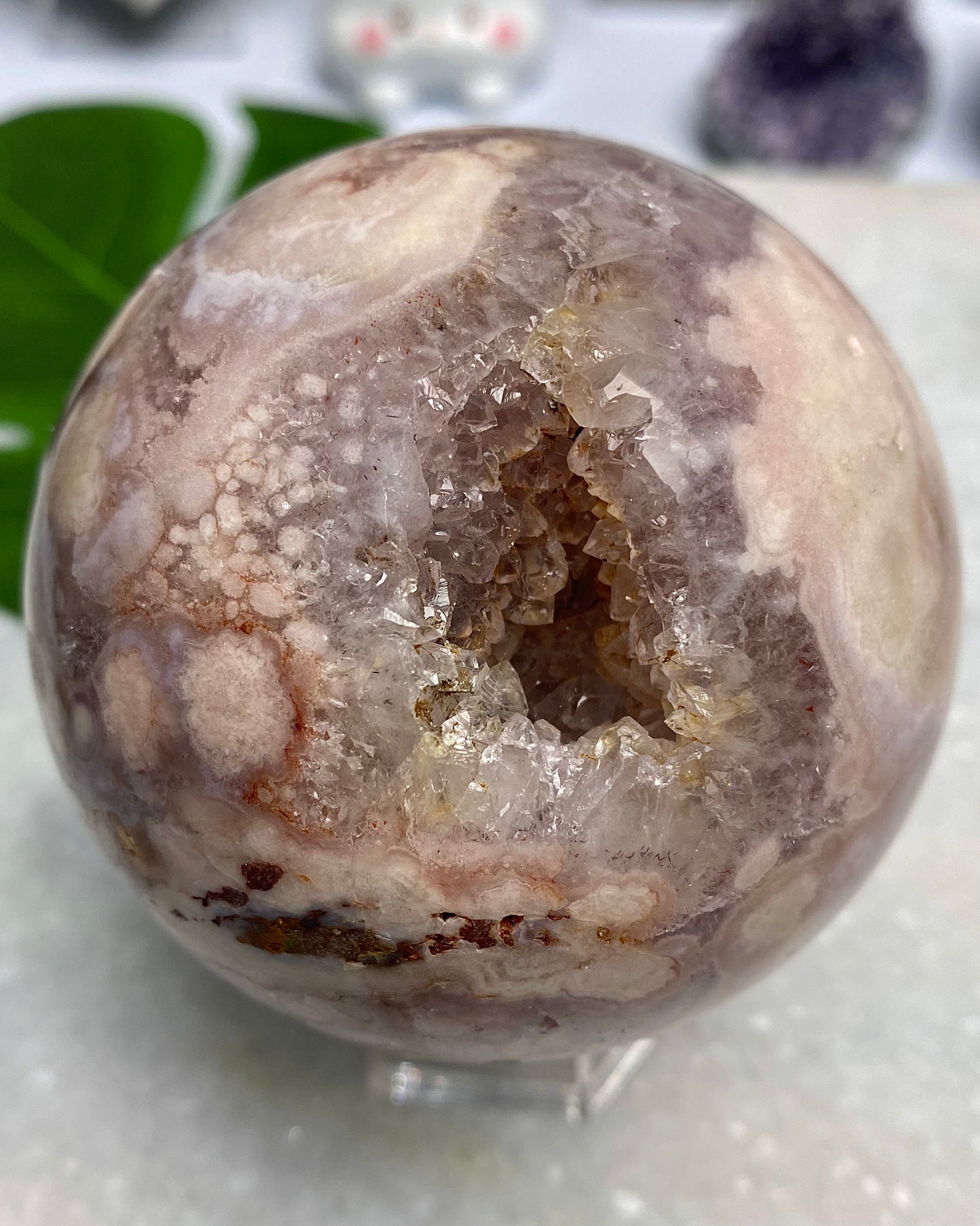 Druzy Flower Agate Amethyst Sphere