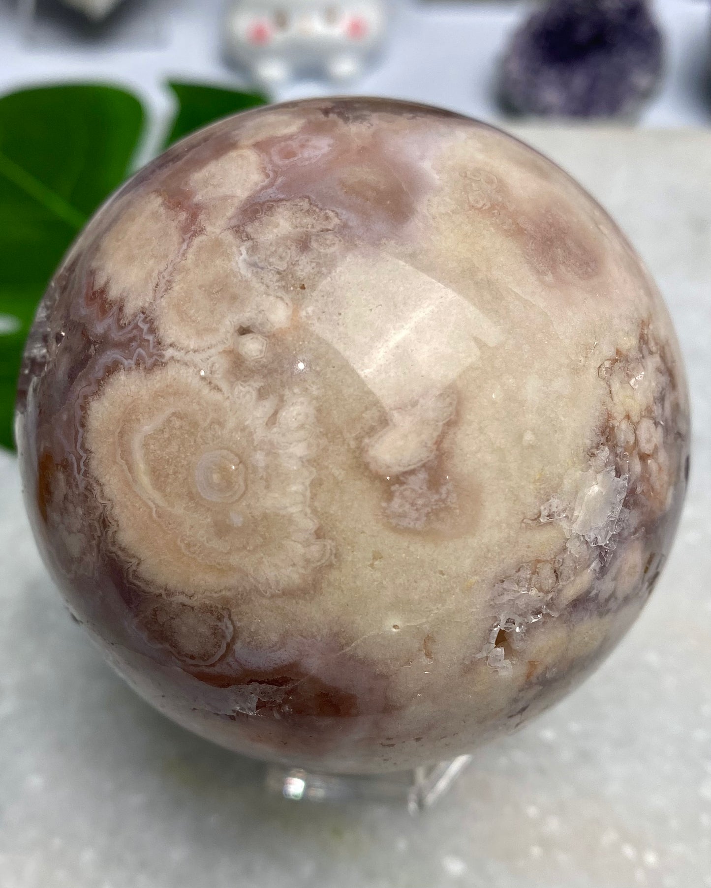 Druzy Flower Agate Amethyst Sphere