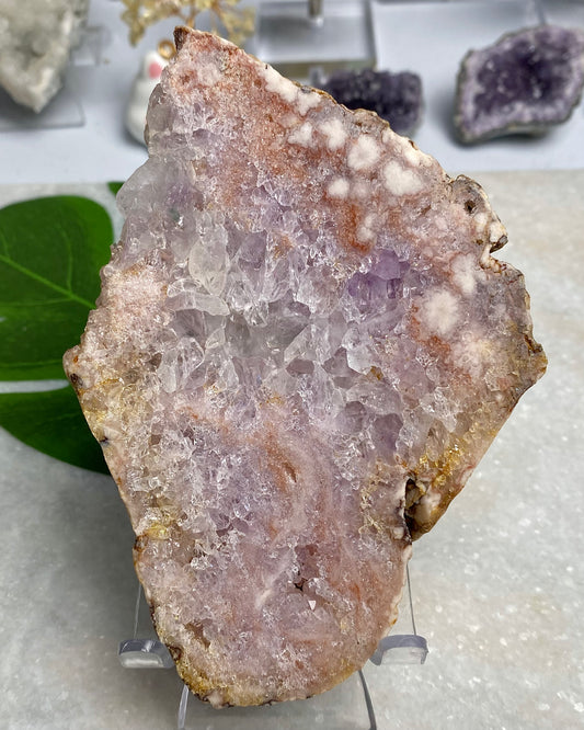 Flower Agate Sparkly Druzy Amethyst Slab