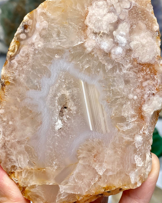 Flower Agate Quartz Druzy Slab