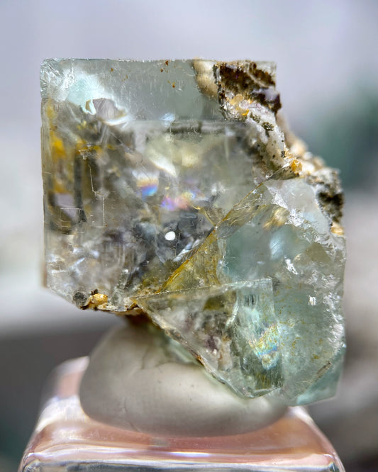 Glassy Green Cubic Fluorite with Beautiful Inclusions