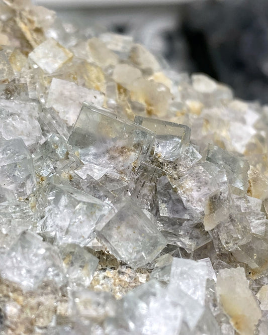 Glassy Clear Purple Green Cubic Fluorite with Calcite