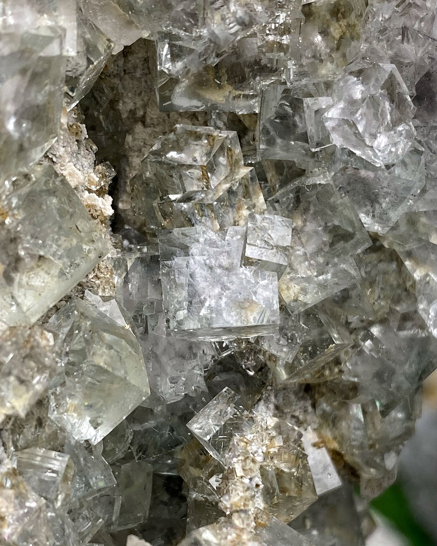 Glassy Clear Purple Green Cubic Fluorite with Calcite