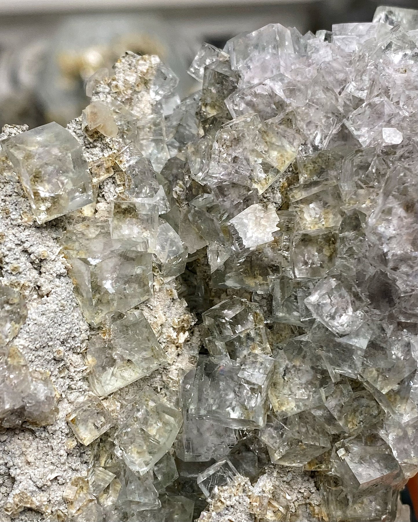 Glassy Clear Purple Green Cubic Fluorite with Calcite