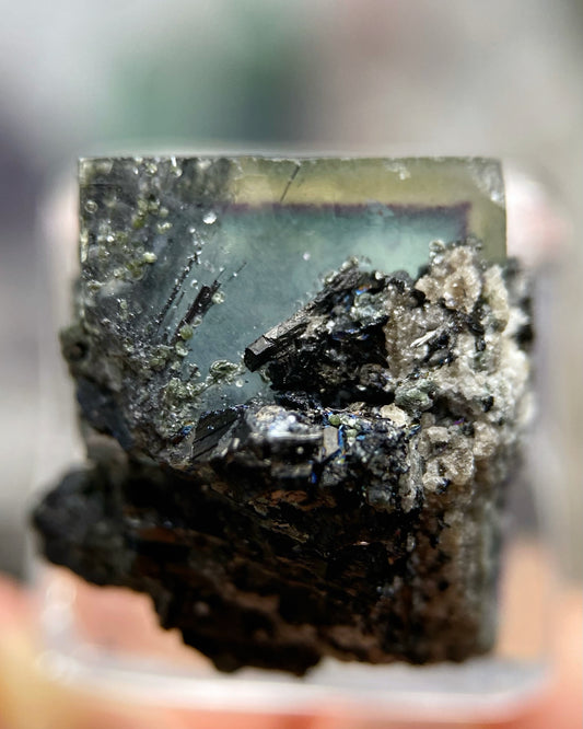 Yellow Purple Green Cubic Fluorite with Mixed Minerals