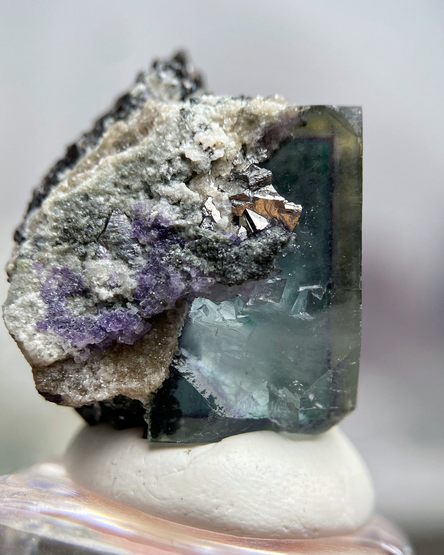 Yellow Purple Green Cubic Fluorite with Mixed Minerals