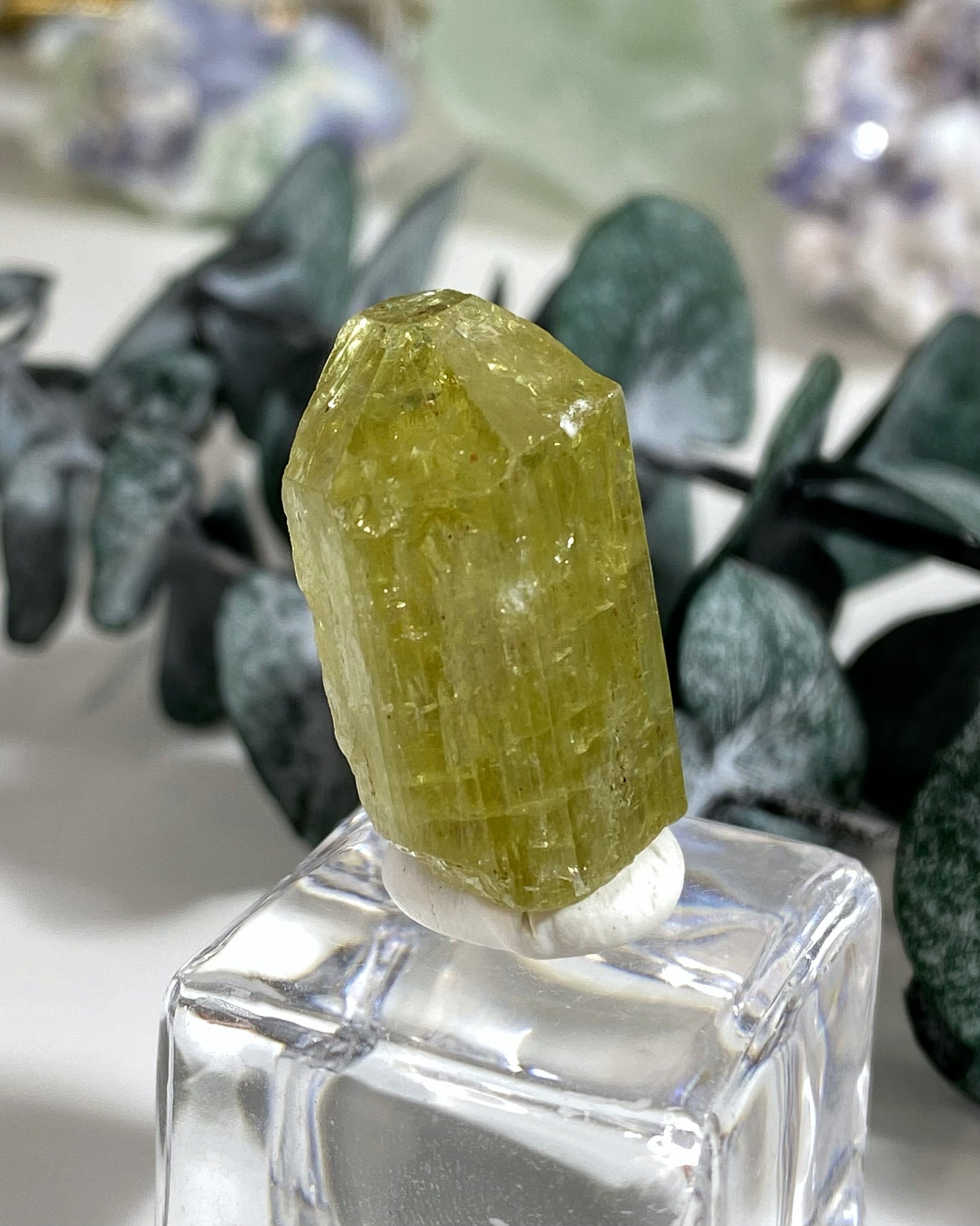 Gemmy Yellow Green Apatite Crystal