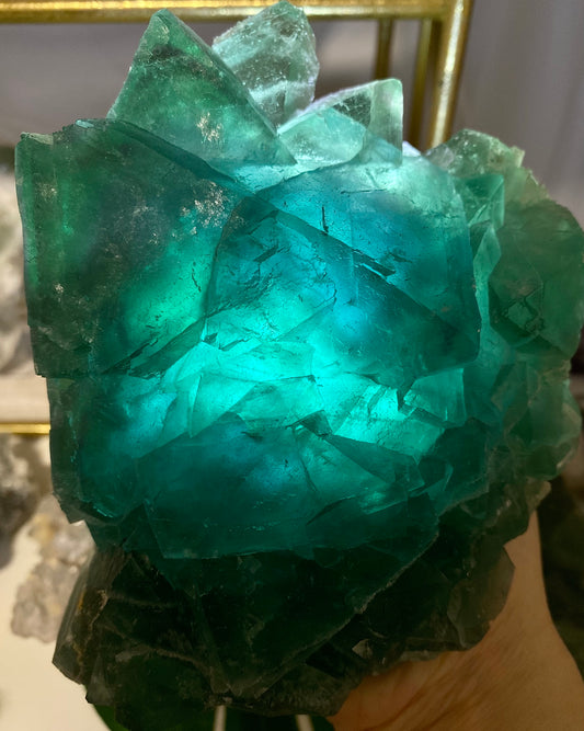Large Emerald Green Octahedral Fluorite Cluster