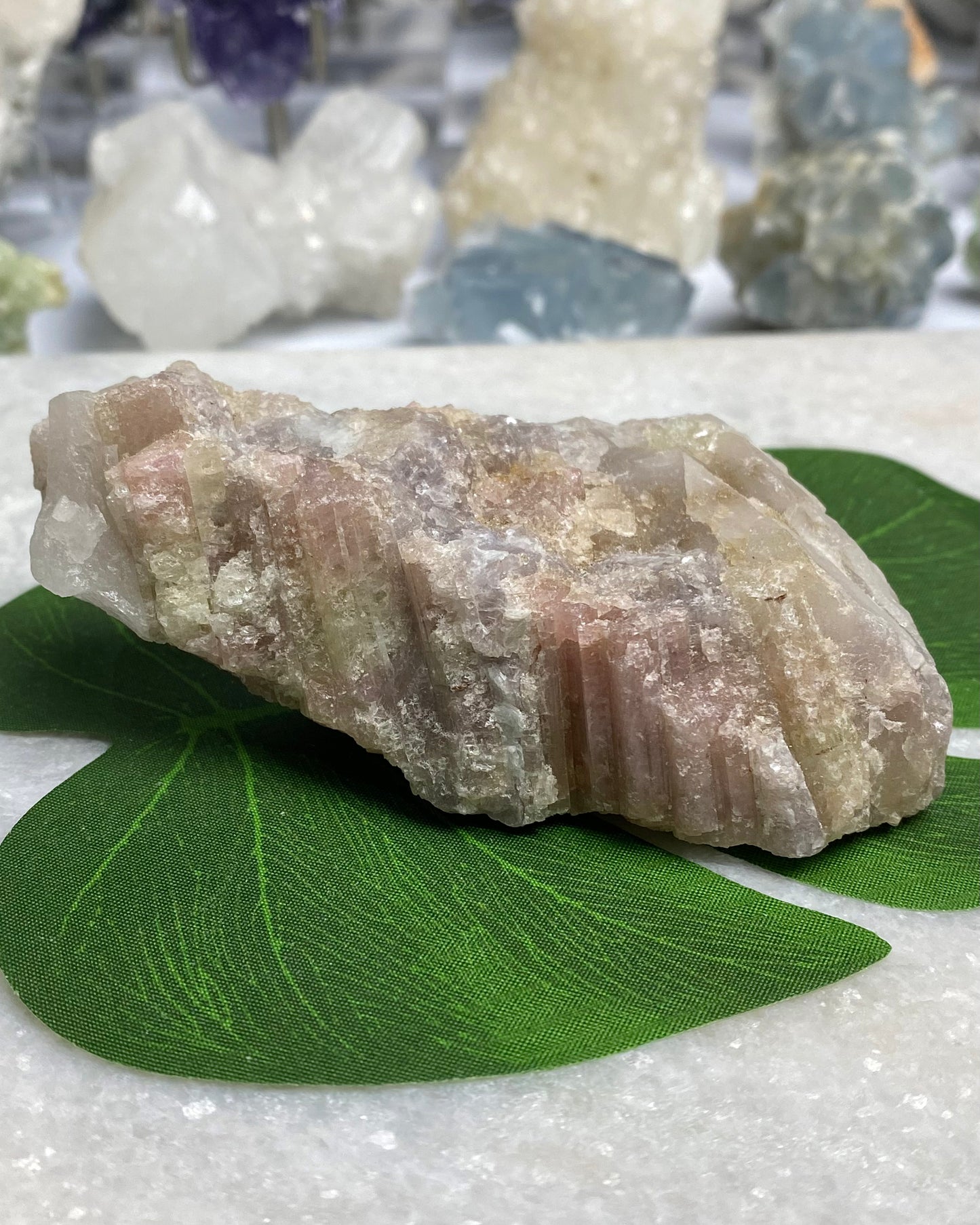 Pink & Green Tourmaline with Quartz, Lepidolite