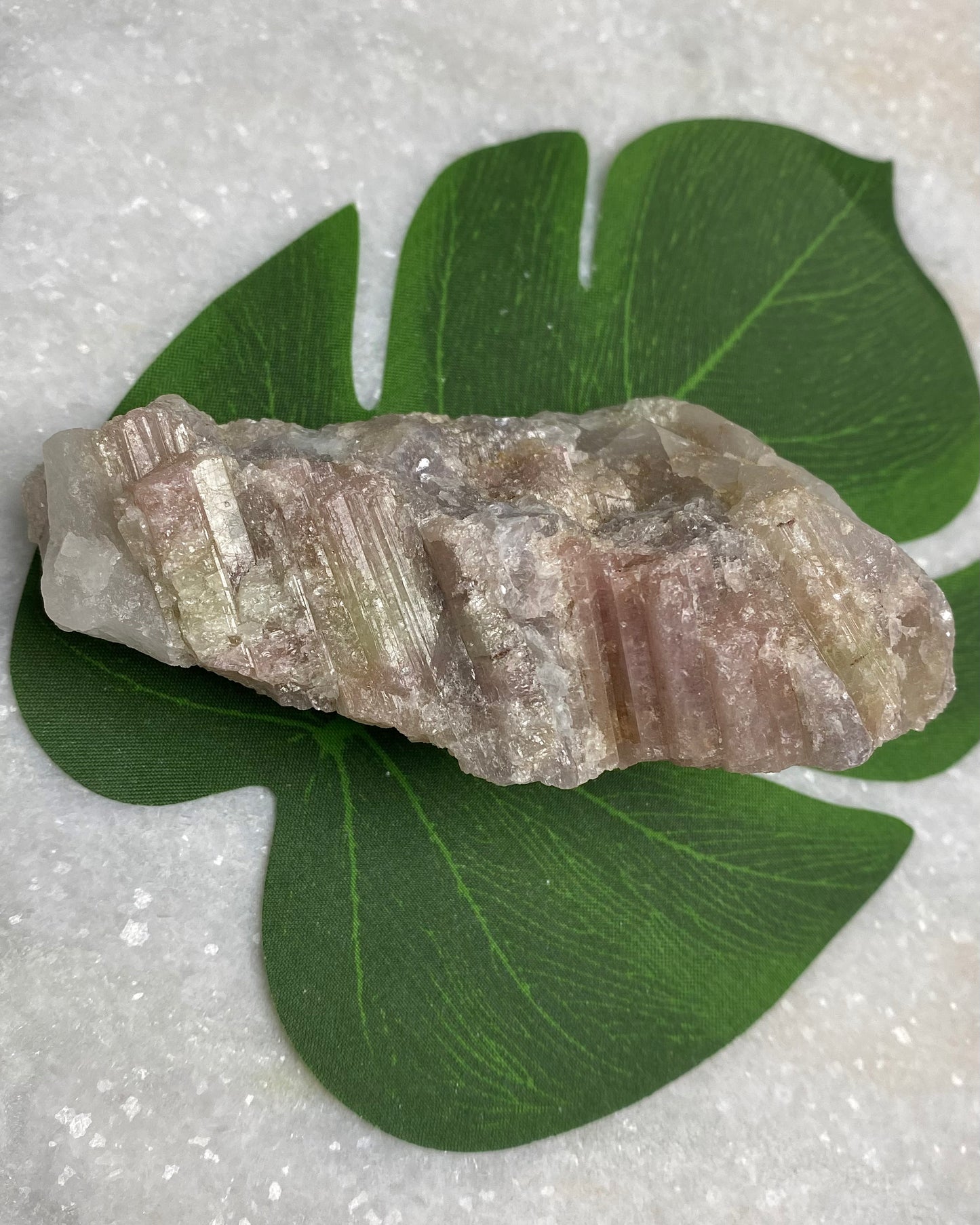 Pink & Green Tourmaline with Quartz, Lepidolite