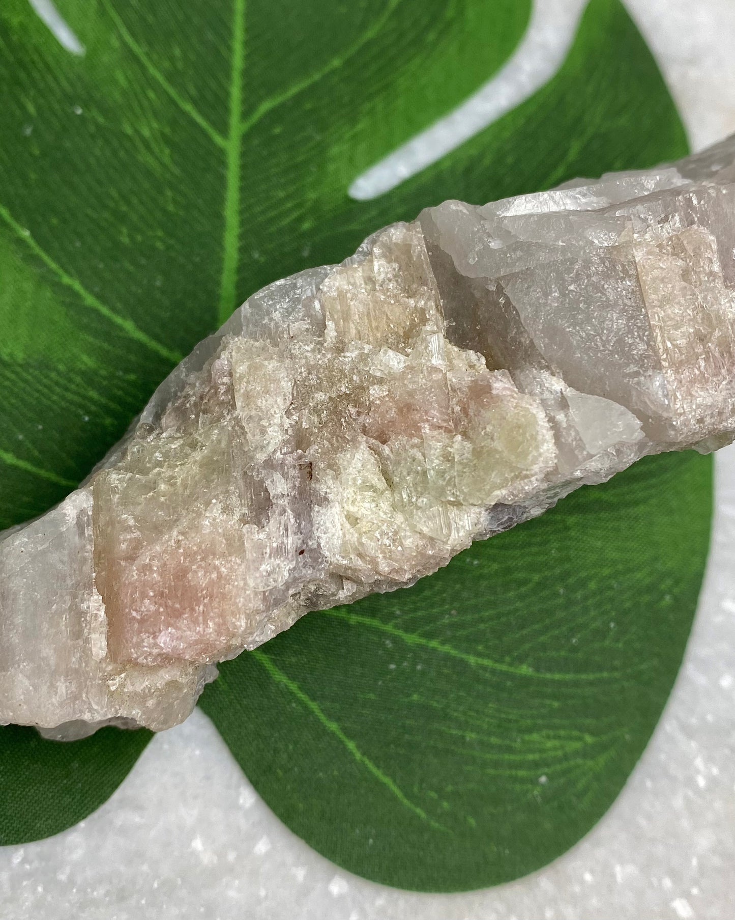 Pink & Green Tourmaline with Quartz, Lepidolite