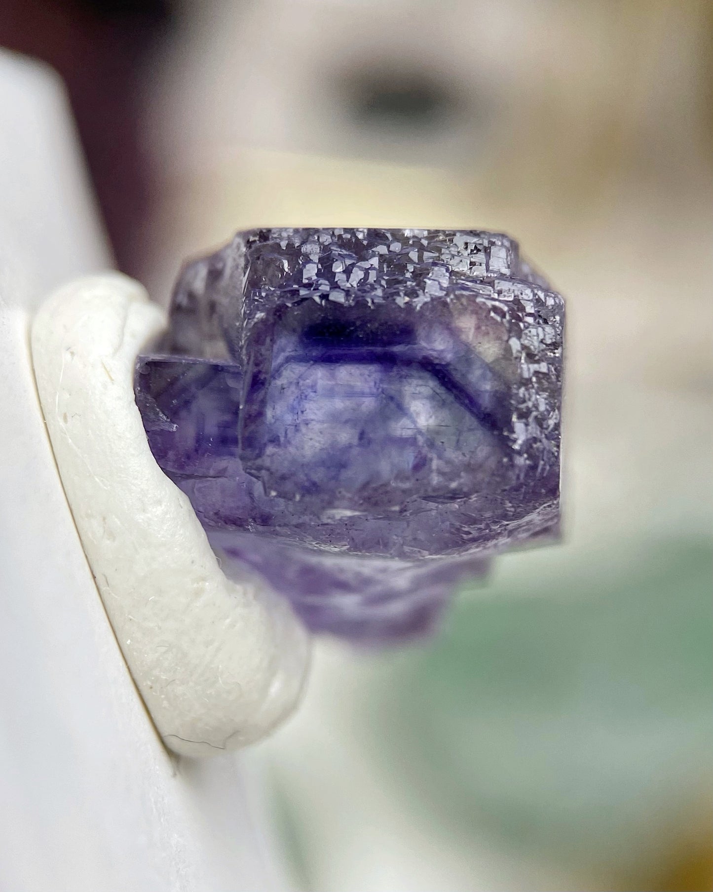 Beveled Edge Cubic Fluorite with Deep Purple Color Zoning