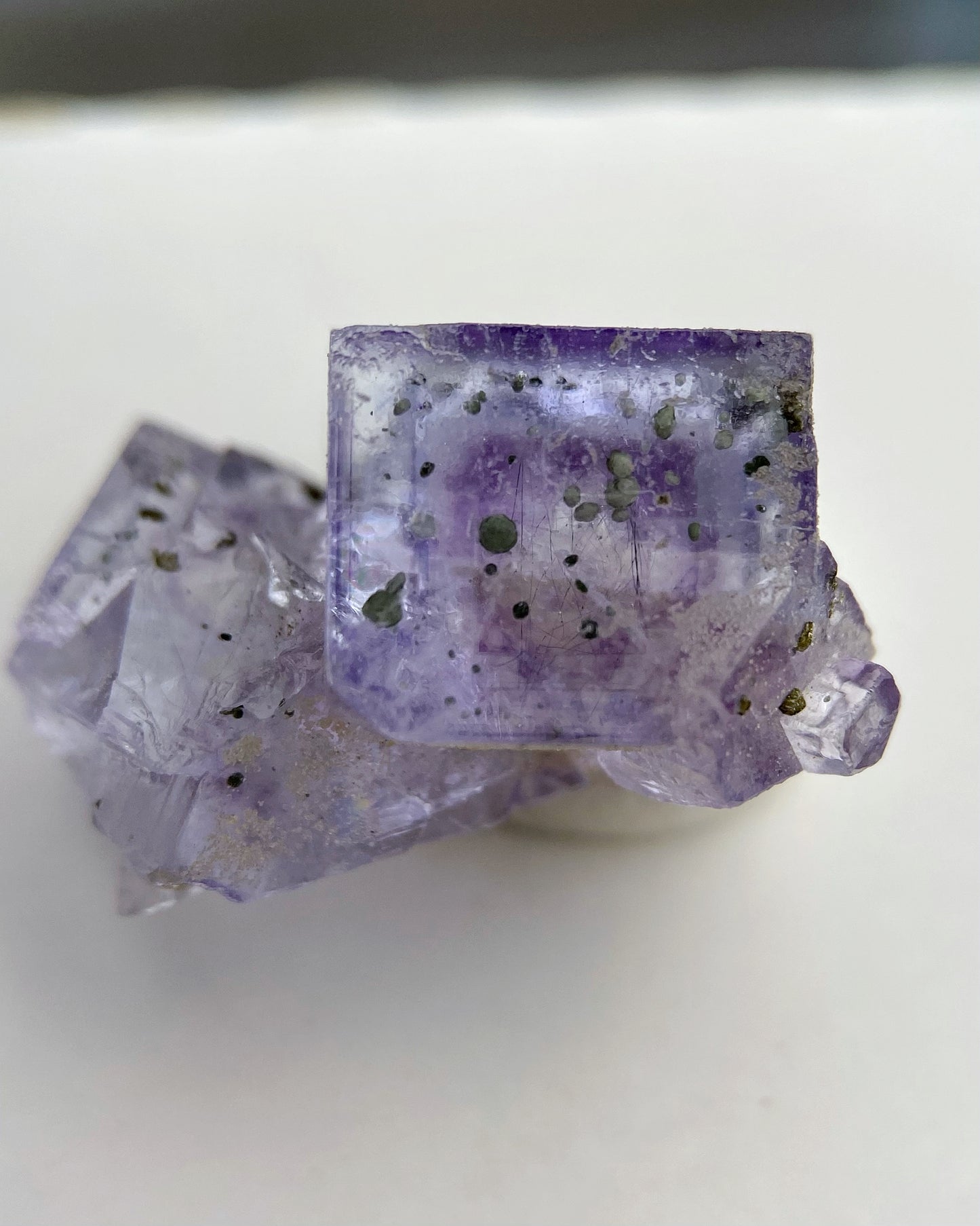 Purple & Blue Cubic Fluorite with Quartz & Chlorite Balls