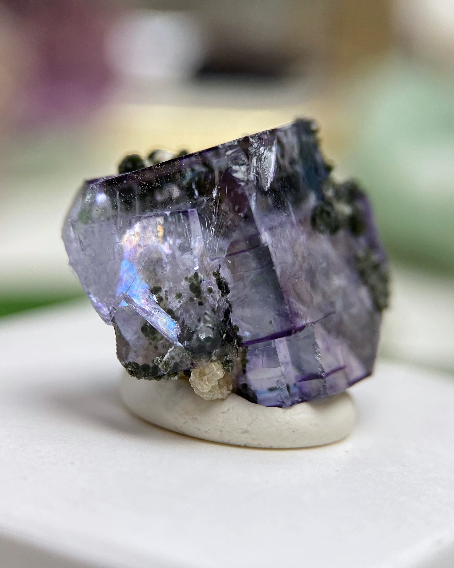 Purple Cubic Fluorite with Blue Zoning & Quartz Inclusion