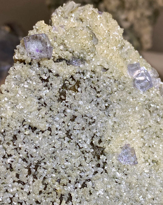 Purple Glassy Fluorite with Pyrite, Dolomite, Calcite