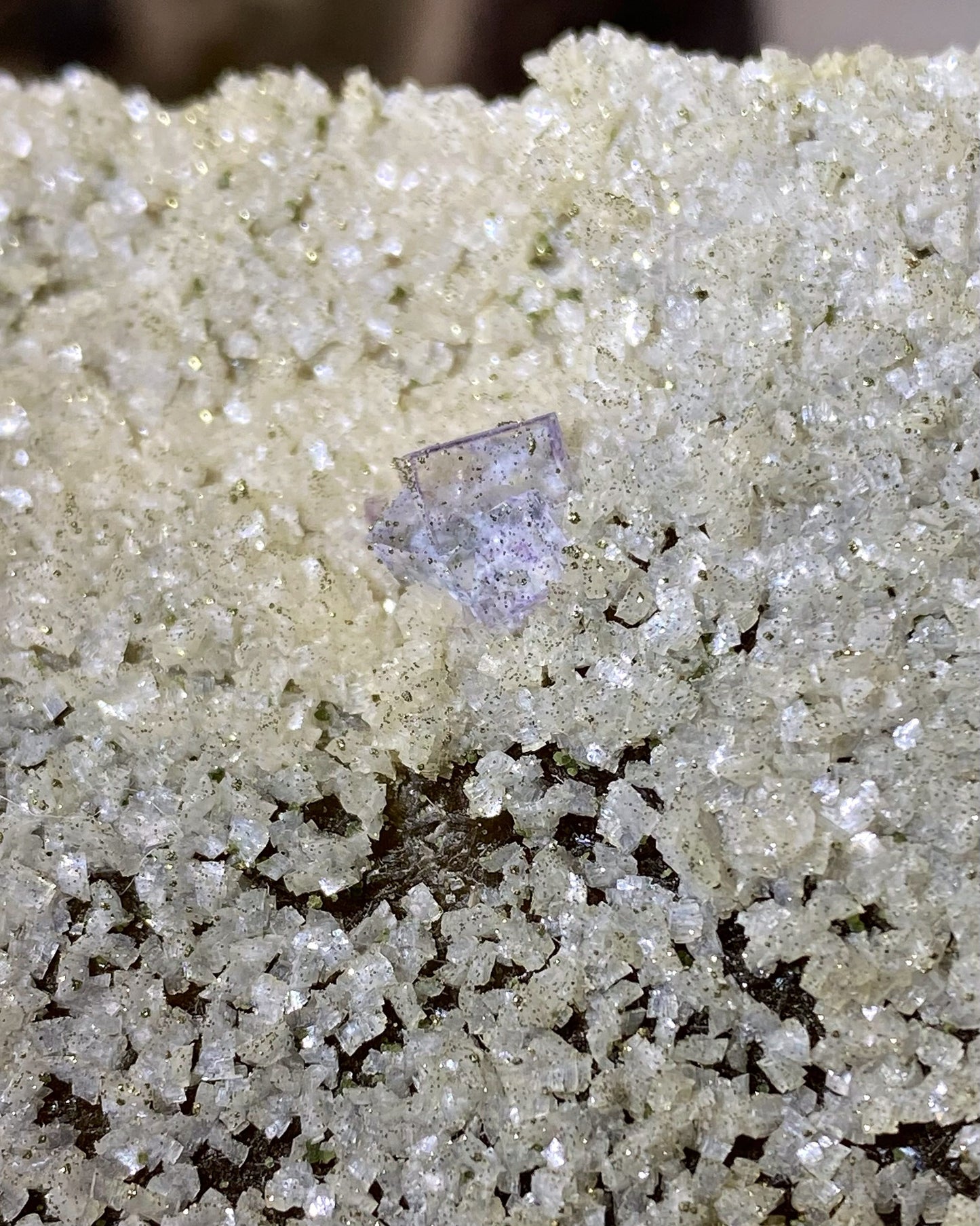 Purple Glassy Fluorite with Pyrite, Dolomite, Calcite