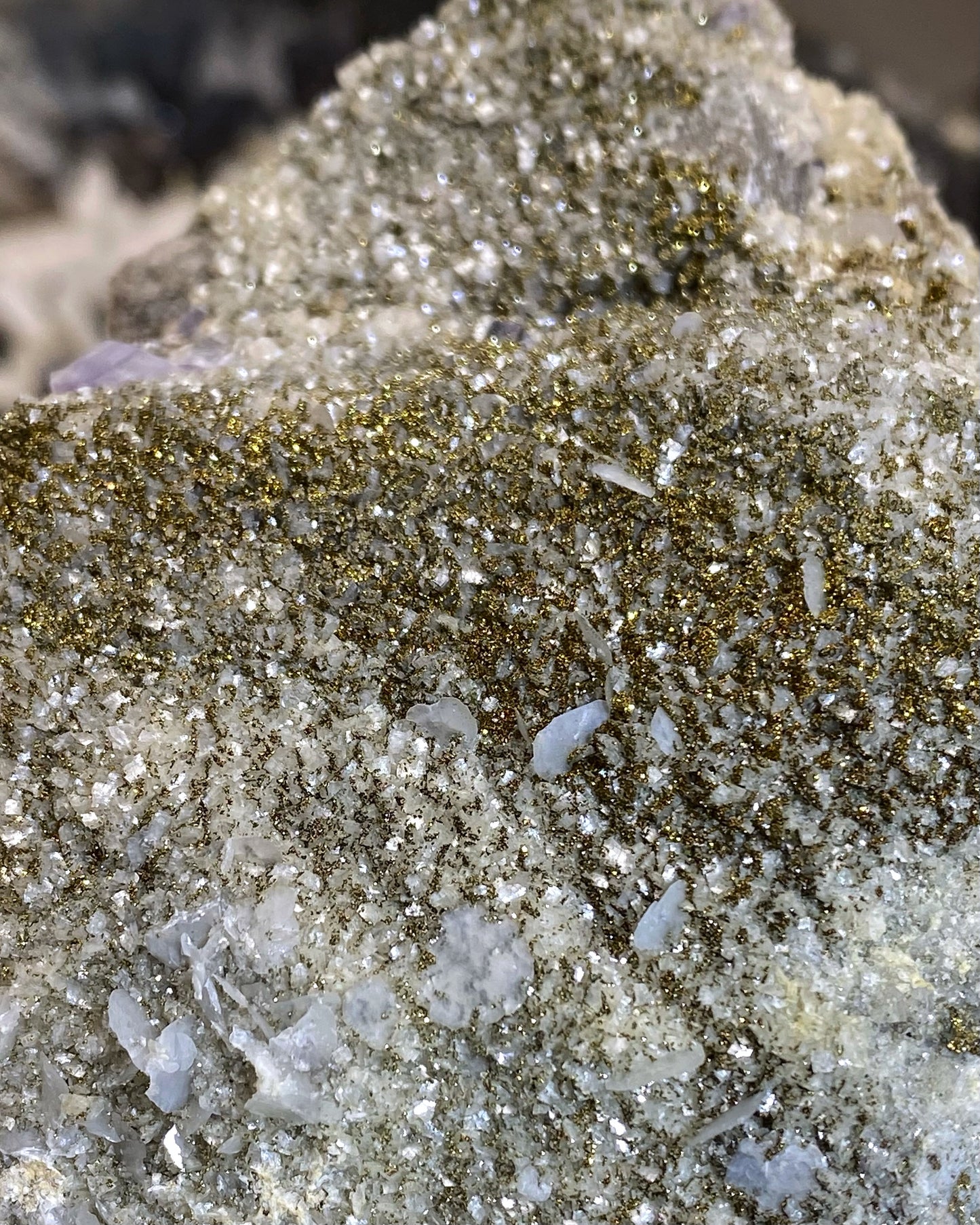 Purple Glassy Fluorite with Pyrite, Dolomite, Calcite