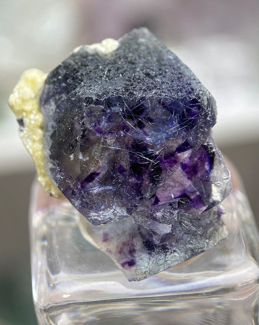 Purple Beveled Edge Fluorite with Shiny Boulangerite