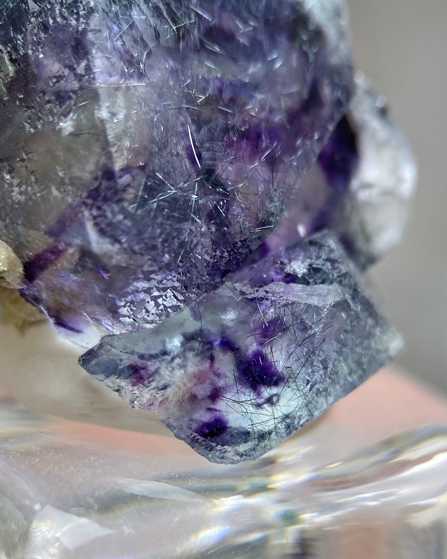 Purple Beveled Edge Fluorite with Shiny Boulangerite