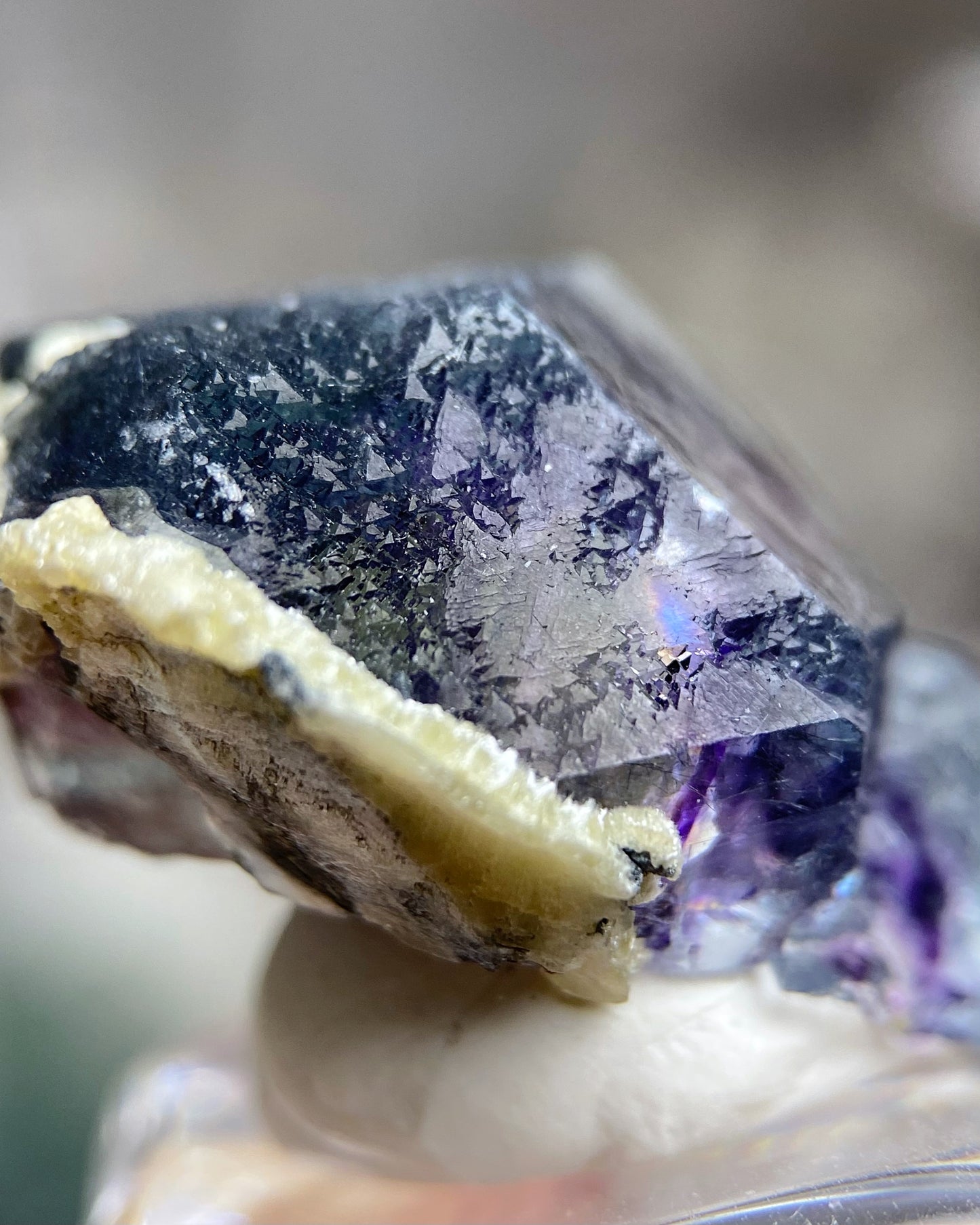Purple Beveled Edge Fluorite with Shiny Boulangerite