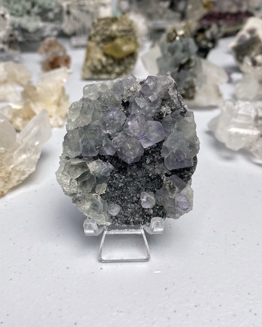 Purple Green Fluorite with Quartz