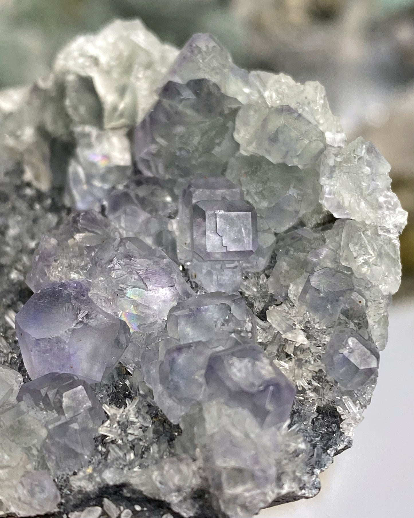 Purple Green Fluorite with Quartz