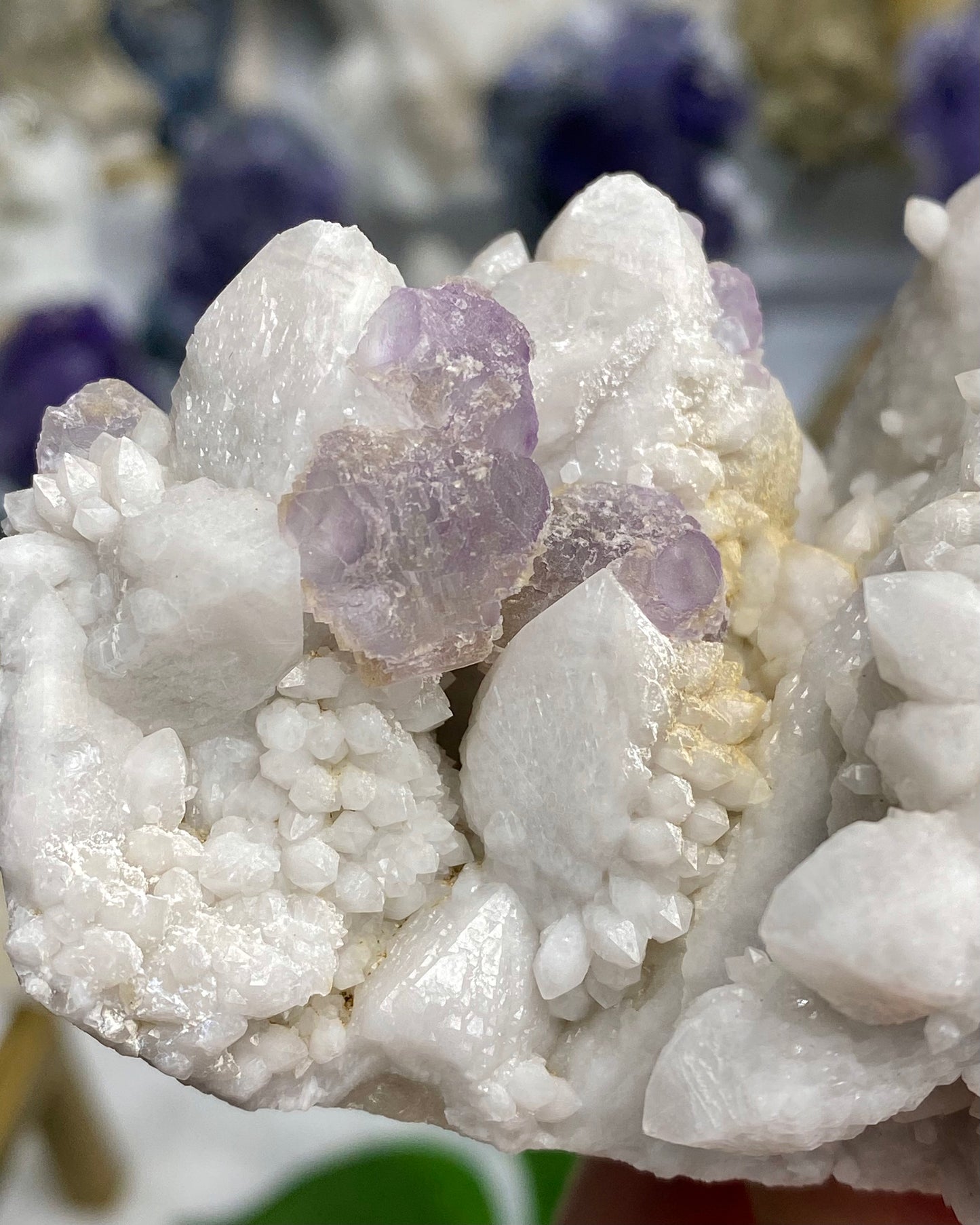 Candle Quartz with Purple Octahedral Fluorite