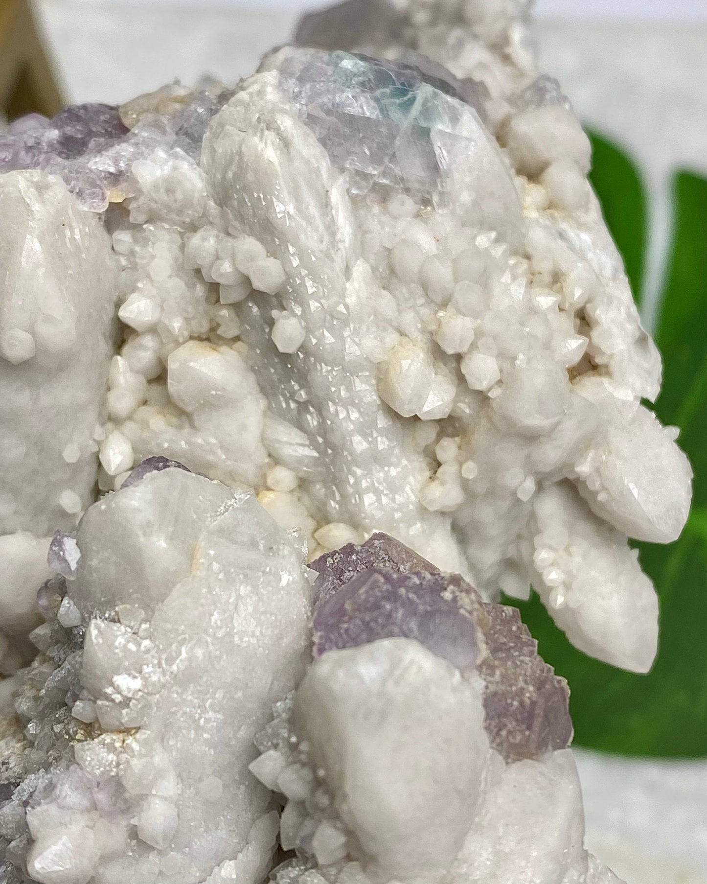 Candle Quartz with Purple Octahedral Fluorite