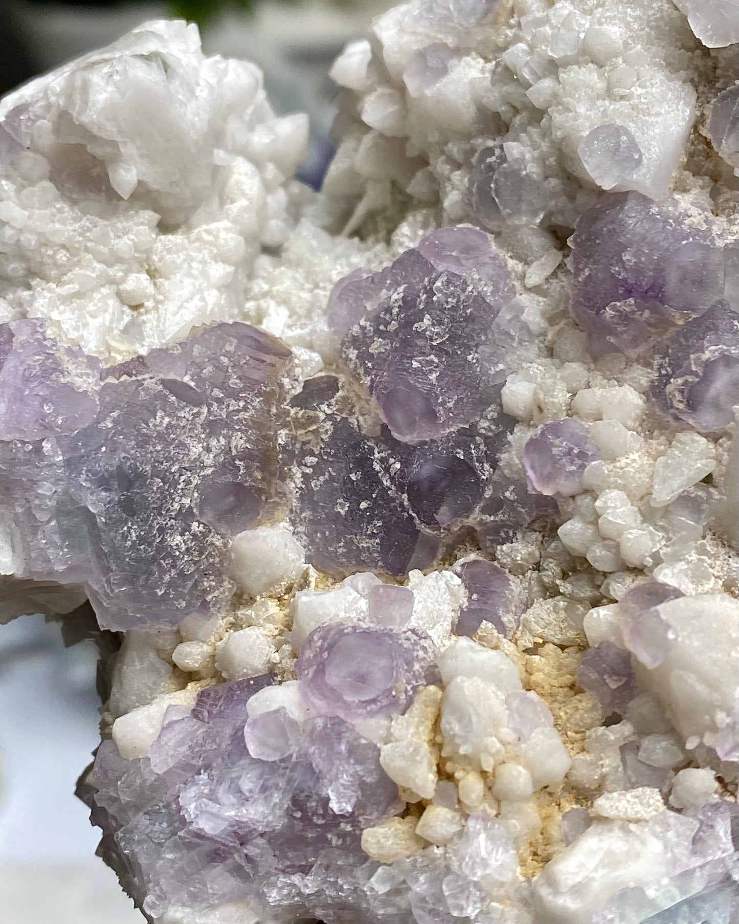 Candle Quartz with Purple Octahedral Fluorite