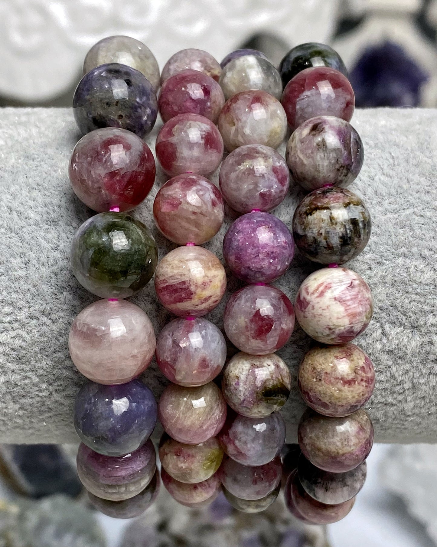 Mixed Tourmaline Lepidolite Quartz Bracelet