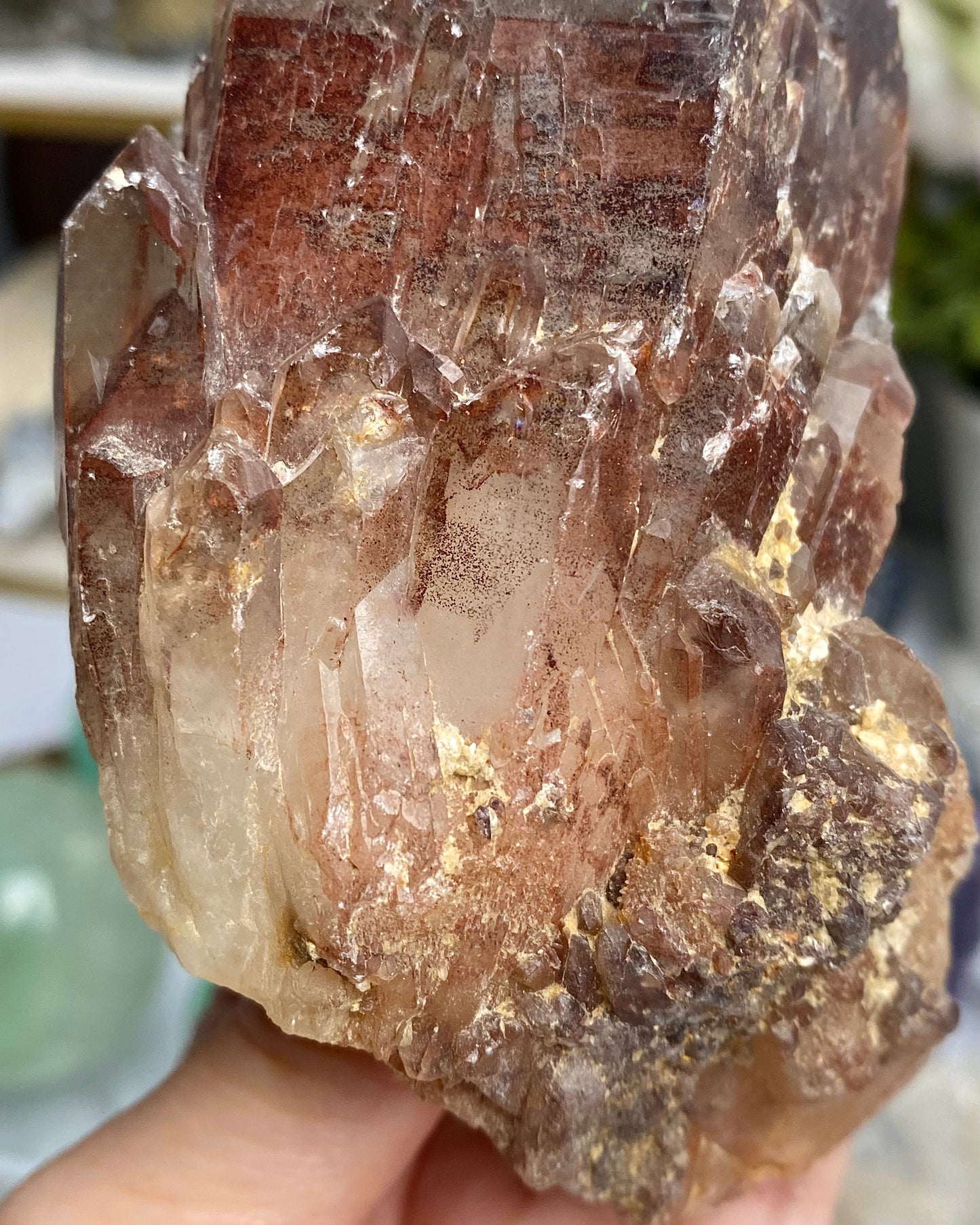Quartz with Red Hematite Phantoms & White Phantoms