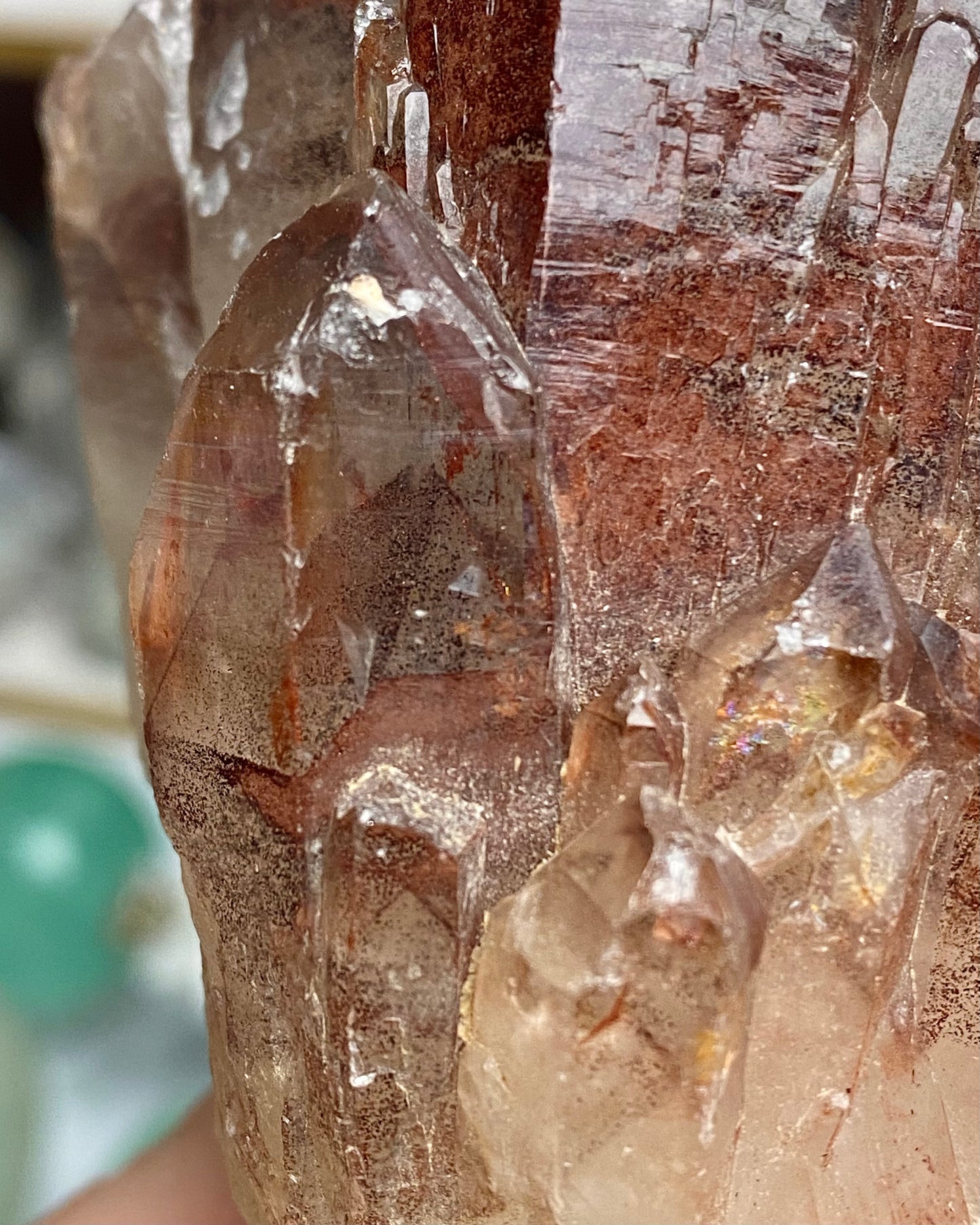 Quartz with Red Hematite Phantoms & White Phantoms