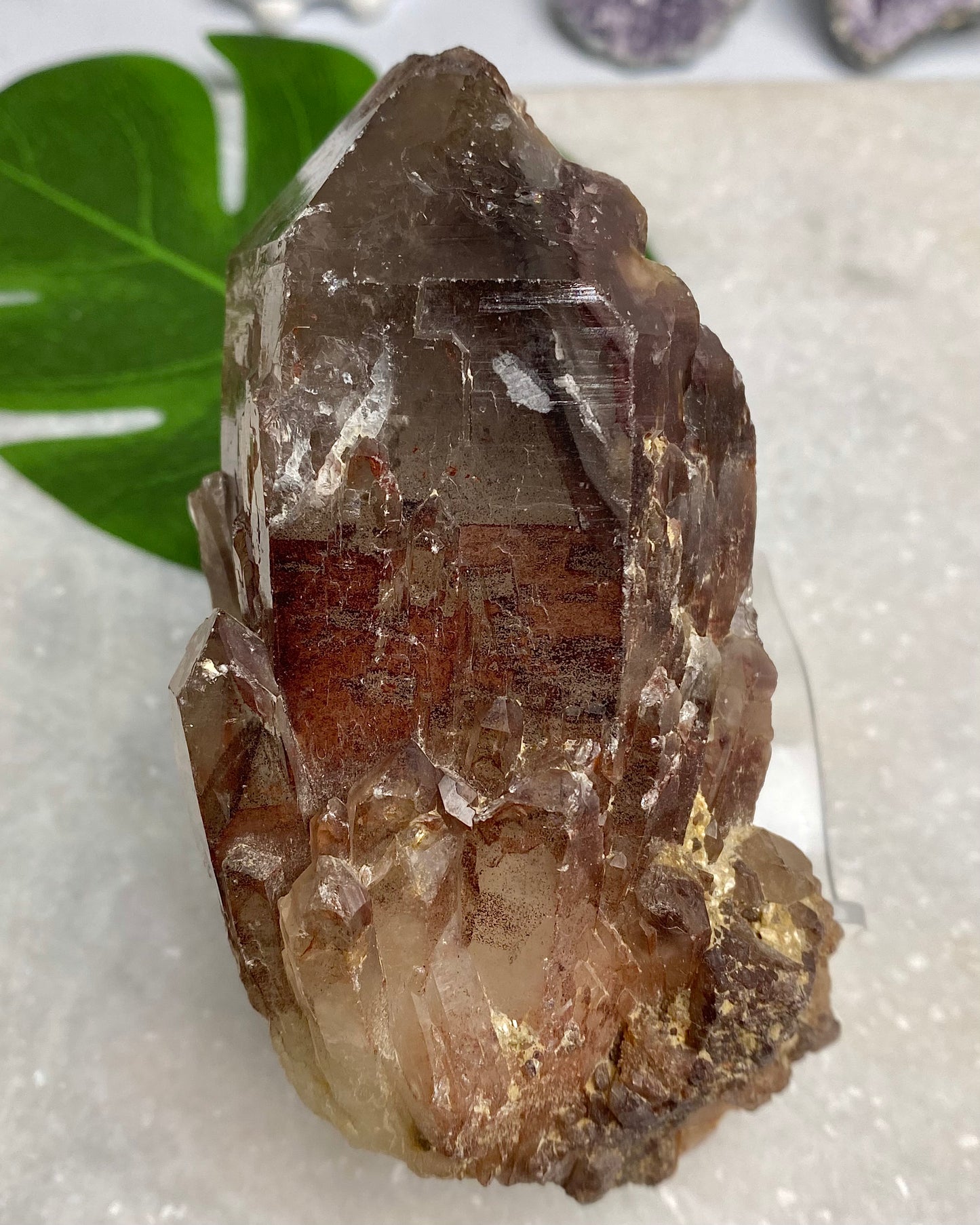 Quartz with Red Hematite Phantoms & White Phantoms
