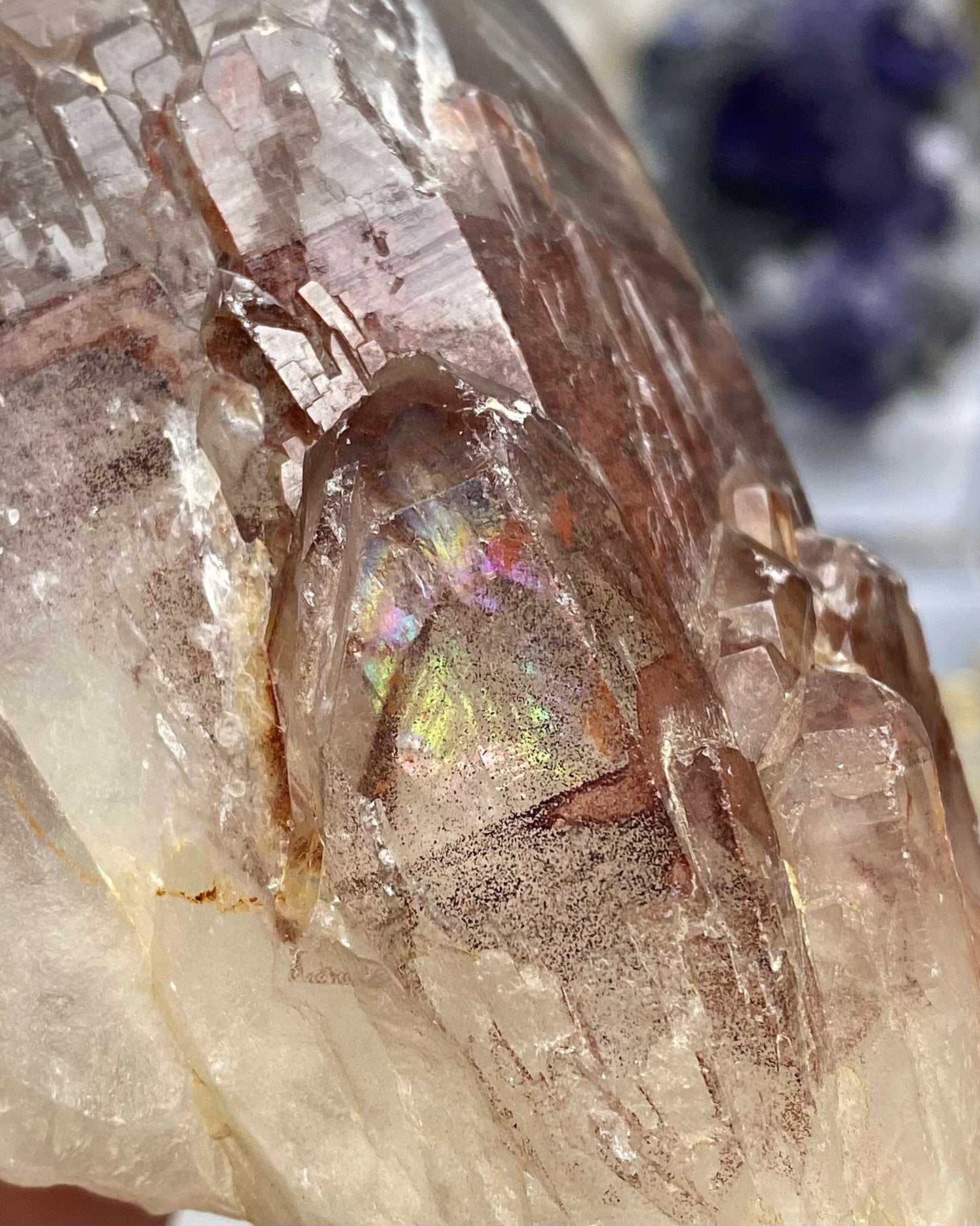 Quartz with Red Hematite Phantoms & White Phantoms