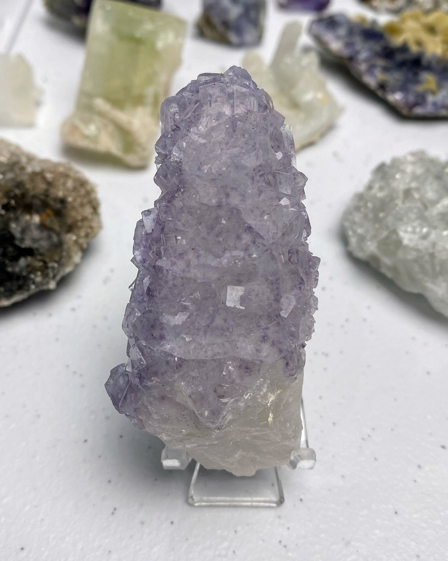 Purple Cubic Fluorite on Quartz Point Yaogangxian Mine