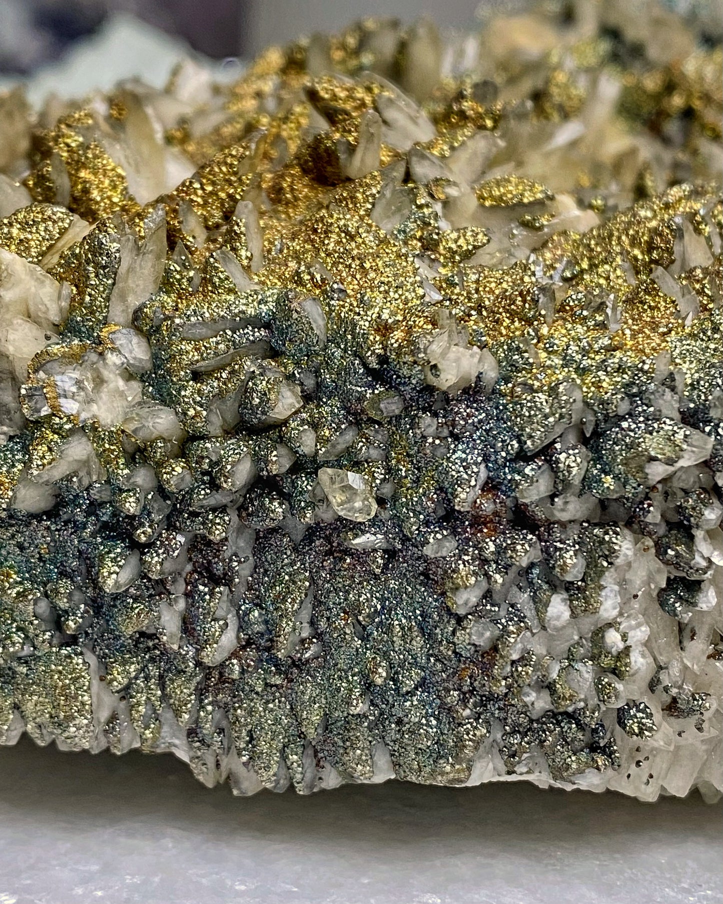 Calcite with Rainbow Iridescent Chalcopyrite Statement Piece